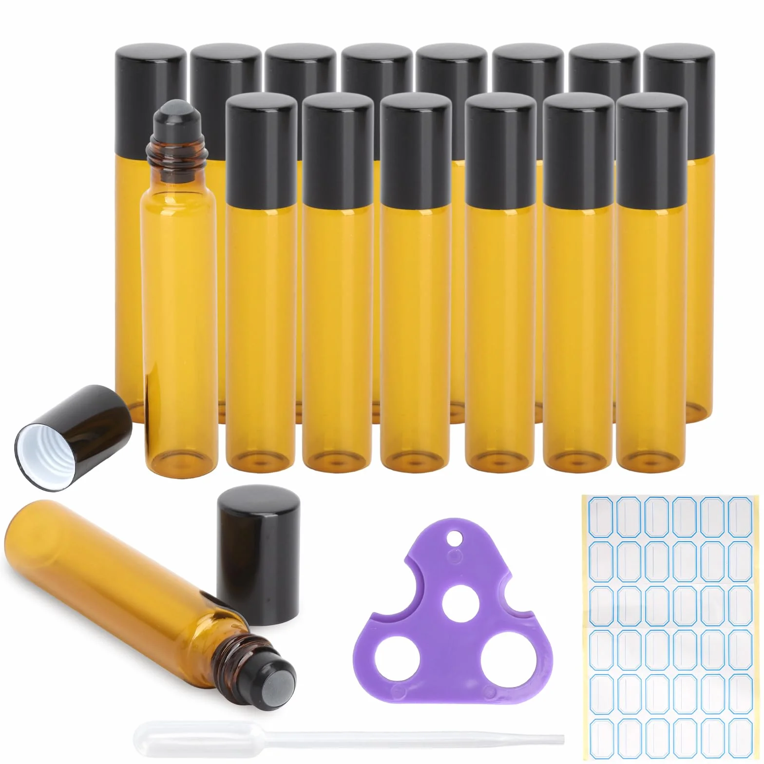 Flacons en Verre Ambré 10ml avec Bouchon Noir Pipette pour Huiles Essentielles Parfums Cosmétique DIY