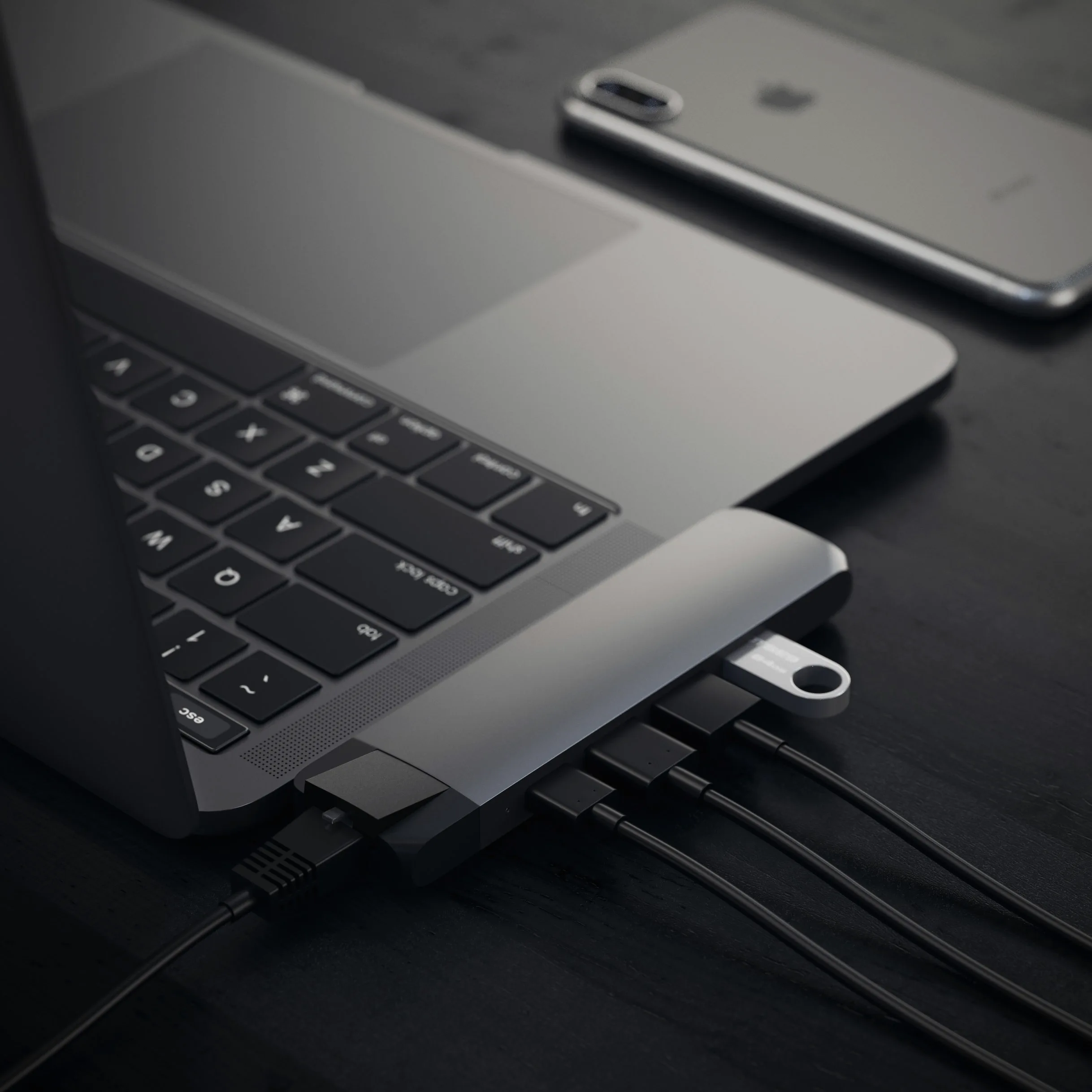 SATECHI Adaptateur Hub Pro Type-C avec Ethernet - HDMI 4K, USB-C, Ethernet Gigabit, USB 3.0, Fente pour Carte Micro SD - pour Macbook Pro/Air M2/M1 (Gris Sidéral) | Pour MacBook Air/Pro/Neo M1 M2, HDMI 4K@30Hz, 2x USB-A 3.0 5Gbps, lecteur MicroSD/SD UHS-I