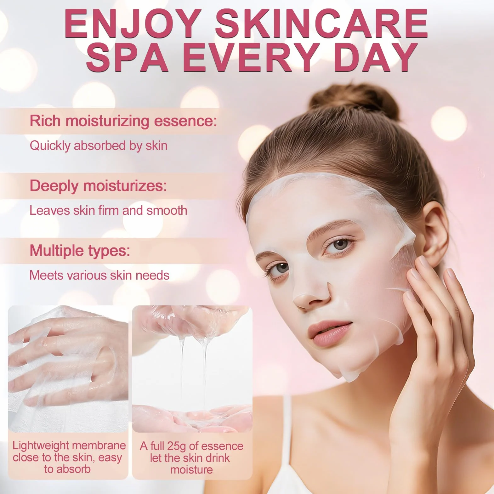 Coffret Soin Visage Femme 70 Pièces, Masque Visage, Crème Mains, Eye Patch, Stick Lèvres, Cadeau SPA Mariage