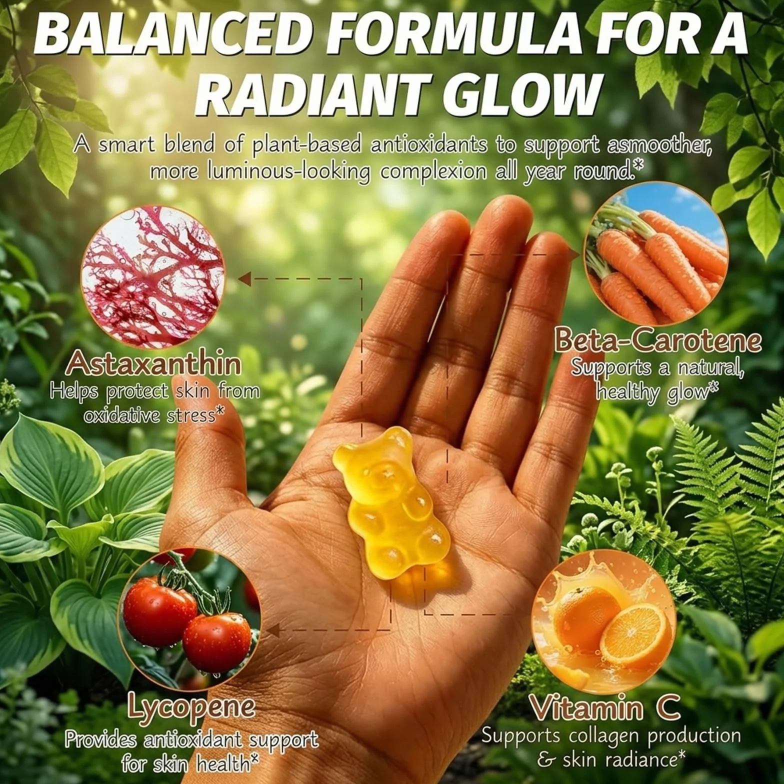 Gummies Autobronzant Gommes Bronzage Peau Lycopène Éclat Hydratation Bronzage Rapide Sans Soleil