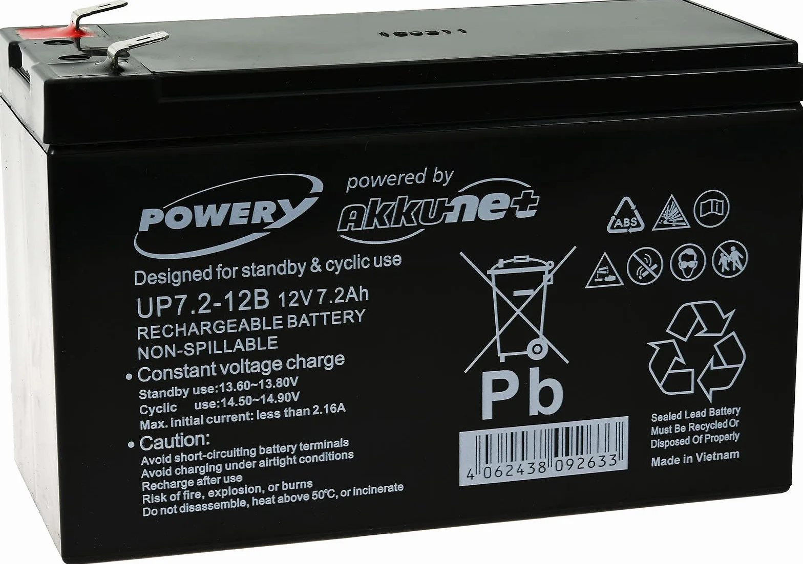 Powery Batterie gel-plomb pour USV APC Back-UPS CS 500
