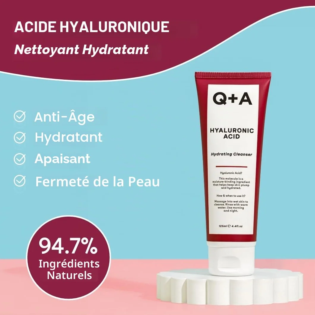 Q+A Gel Nettoyant Acide Hyaluronique Visage 125ml