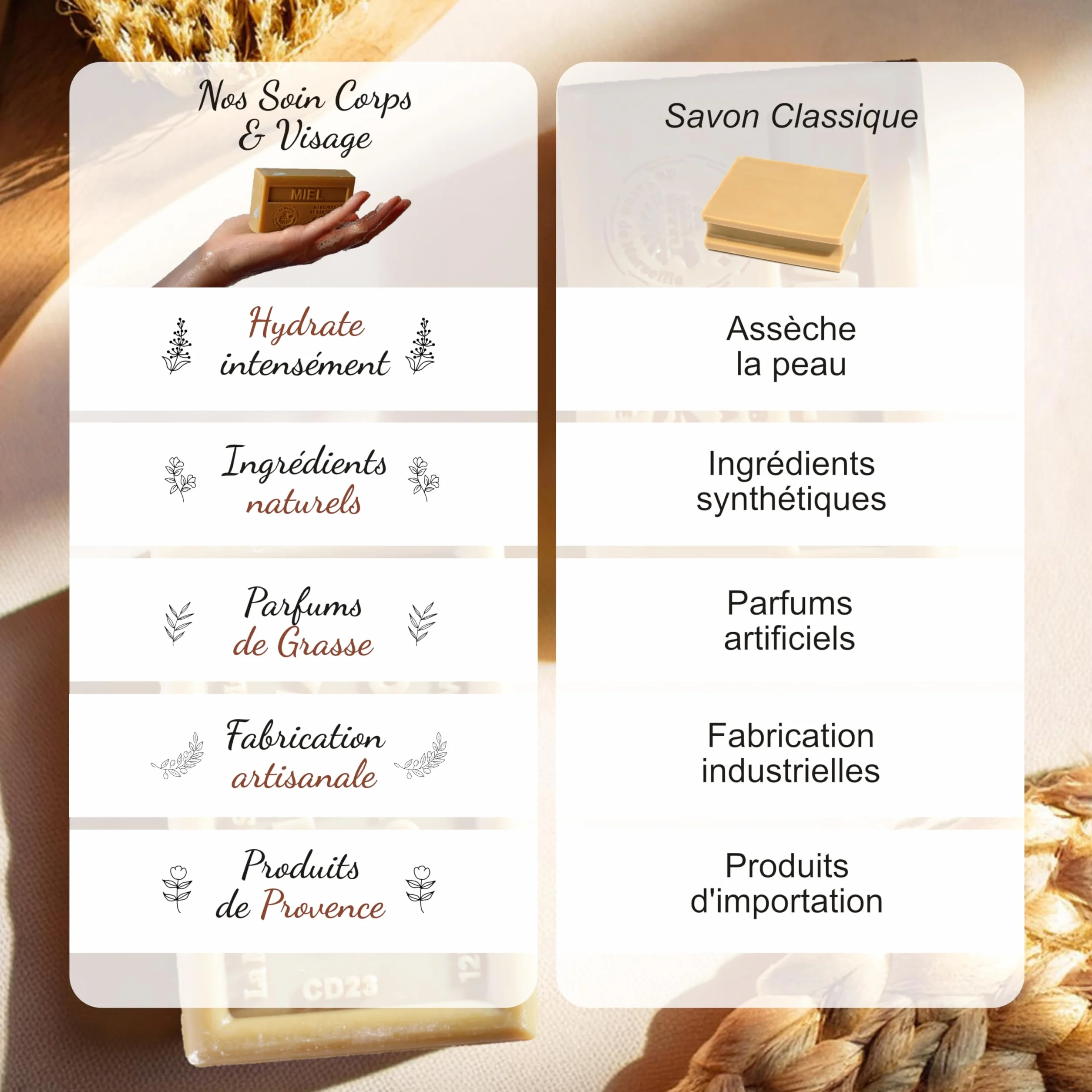 Savon Solide au Monoï Beurre de Karité Bio 97% Ingrédients Naturels Fabriqué en Provence Main Corps Hydratant 3x125g
