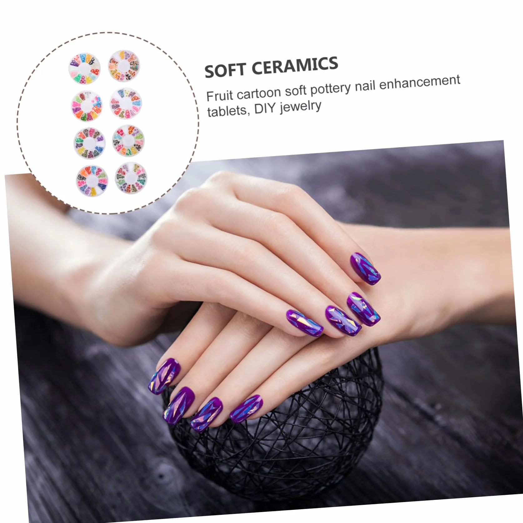 Patch en Pâte Polymère Motif Fruits Doux pour Décoration Ongles DIY, 8 Boîtes