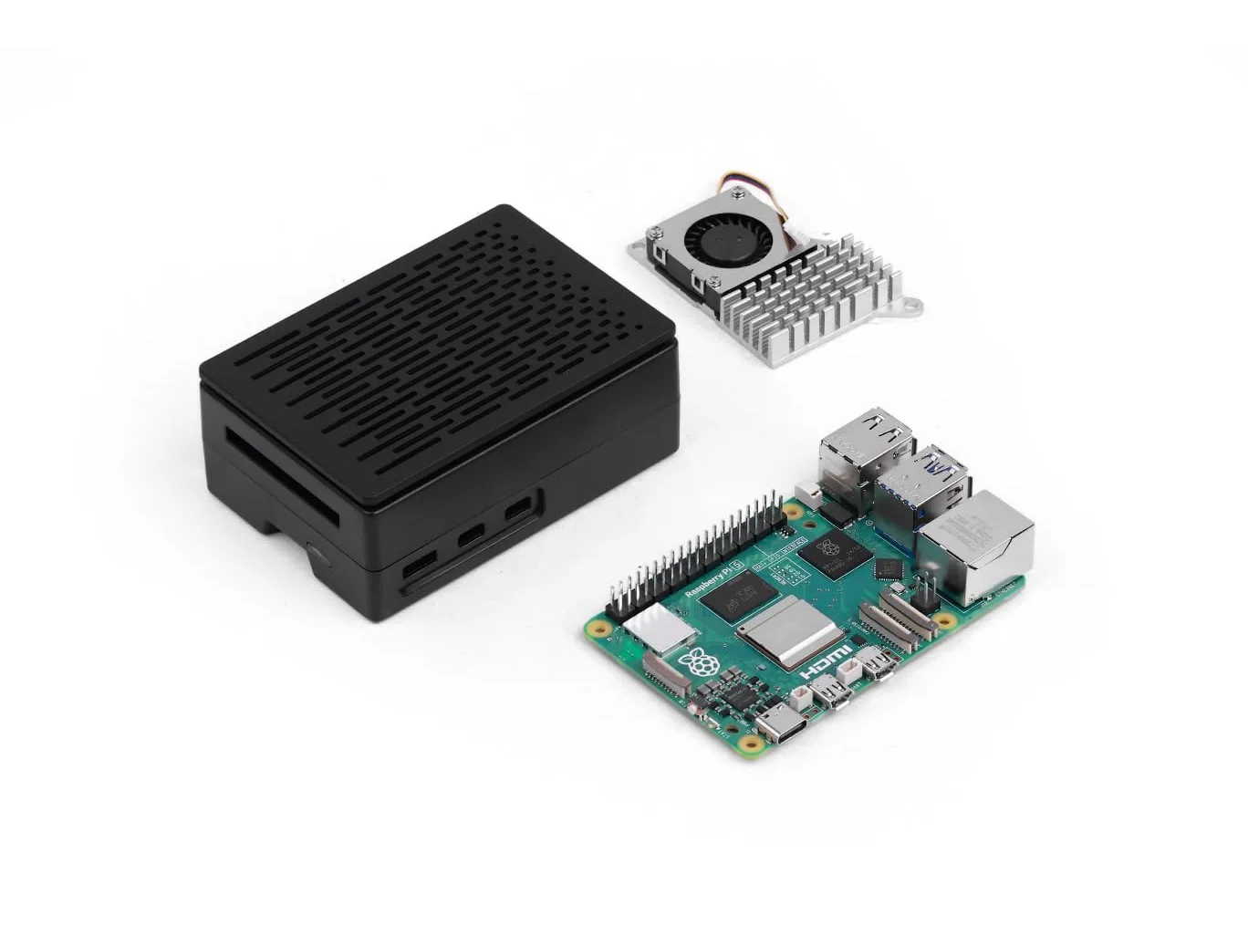 Seeed Studio Raspberry Pi 5 Kit de démarrage – 16 Go de RAM, carte micro SD 64 Go pré-chargée, système d'exploitation 64 bits, alimentation de type C, boîtier de refroidissement actif pour Edge AI