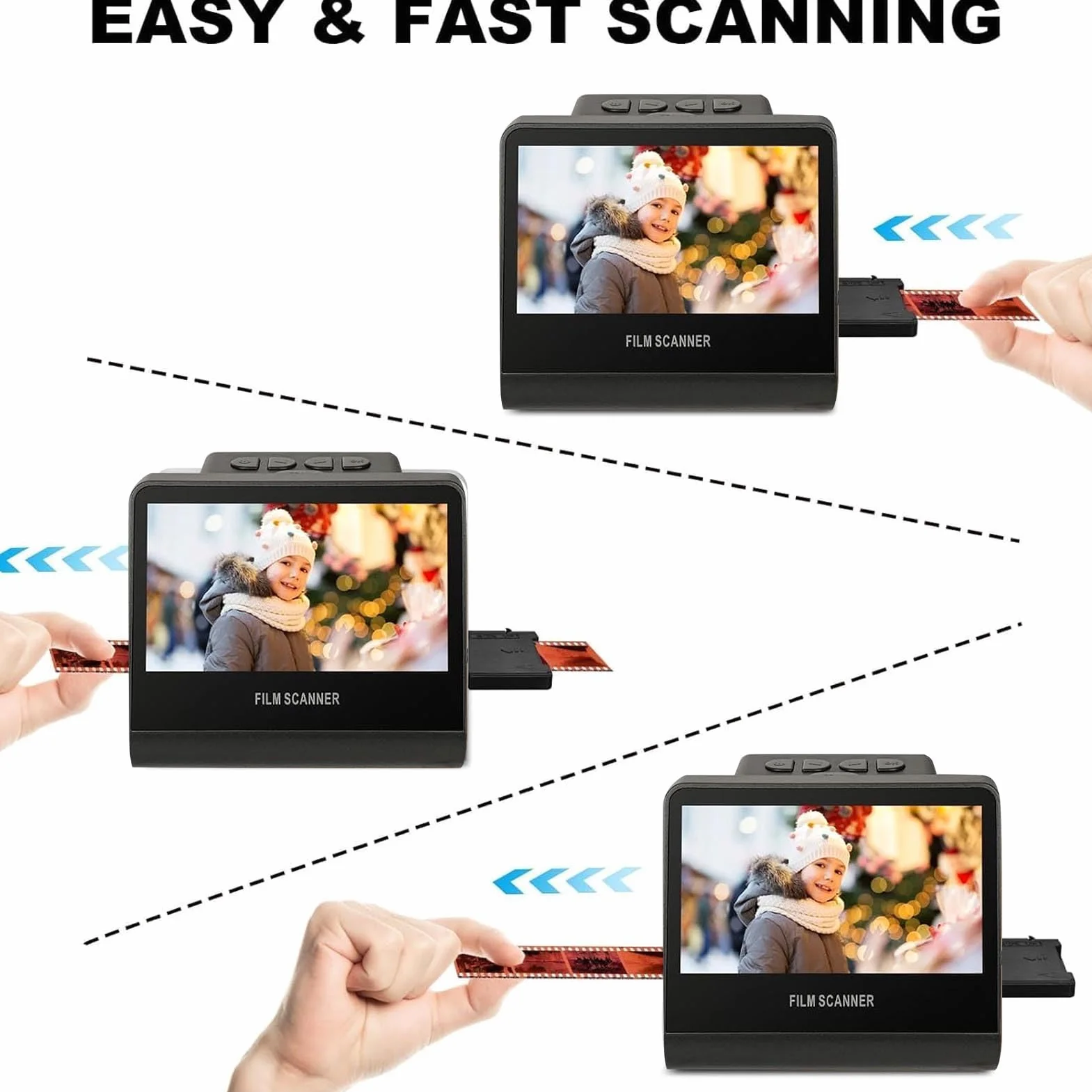 Topiky Scanner de Films, Film Numérique 22MP et Scanner de Diapositives avec écran LCD 5 Pouces et Mémoire de 16 Go, Convertir 35 Mm 126 110 135 50 Mm Super 8 Slides Négatives en JPEG