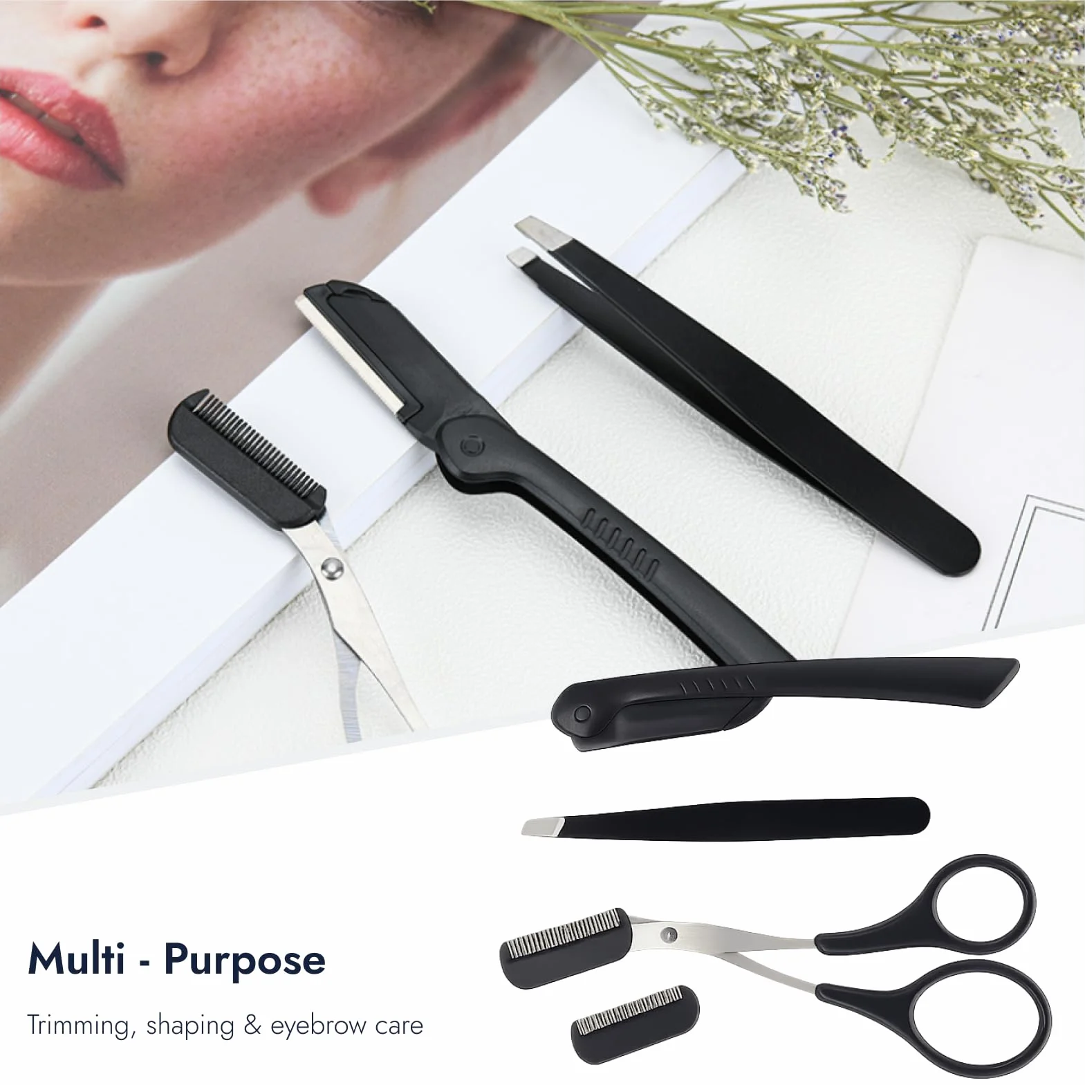 Ciseaux Sourcils Professionnels de Précision avec Peigne
