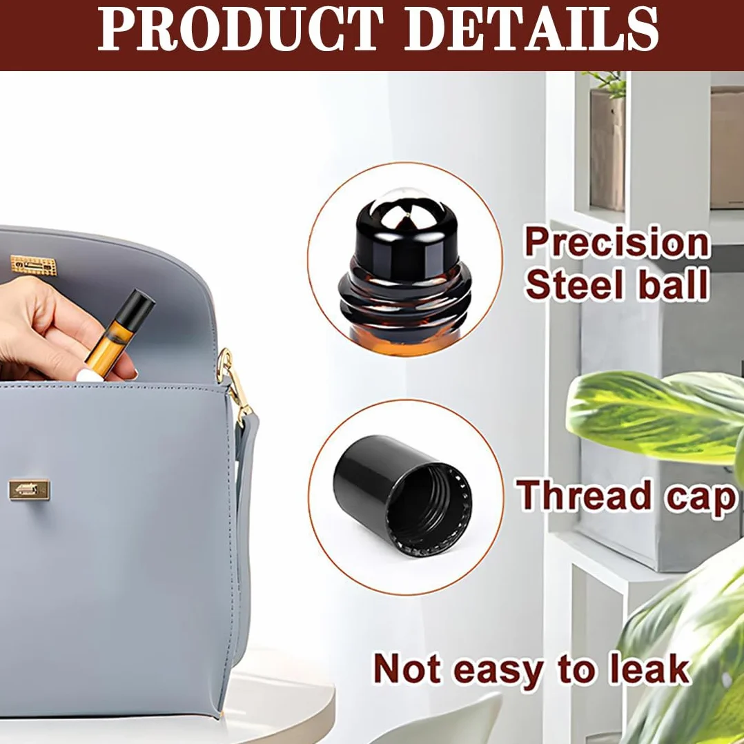 Flacon Roll On Vide Huile Essentielle 8 pcs Acier Inoxydable 10 ml 5 ml 3 ml 2 ml