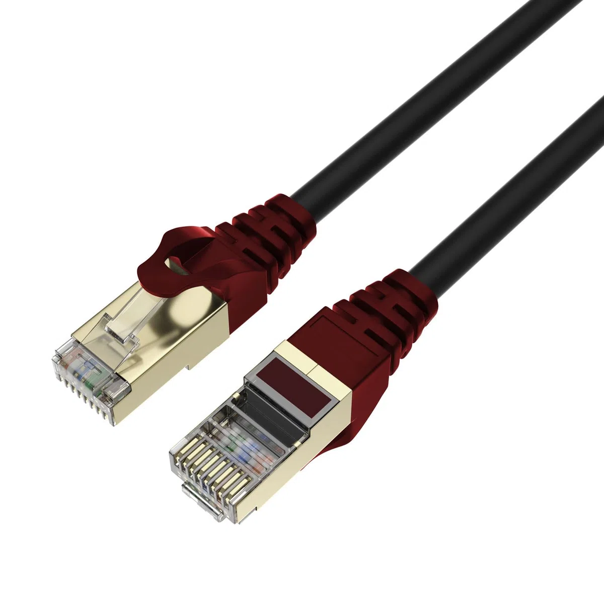 QualGear QG-CAT7O-250FT-BLK Câble Internet et Ethernet CAT 7 S/FTP haute vitesse pour extérieur - Résistant aux intempéries - 26 AWG, 10 Gbit/s, 600 MHz, contacts plaqués or, RJ45, cuivre OFC, 99,99 %