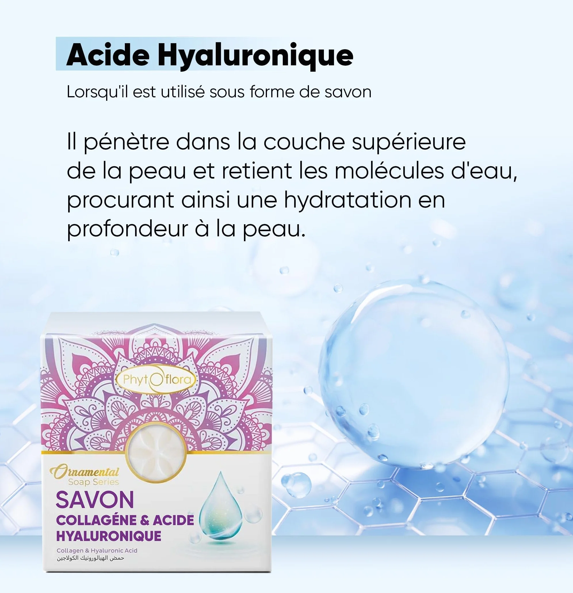 PHYTOFLORA Savon Collagene & Acide Hyaluronique 100 gr Hydratant Exfoliant Visage Corps Soin Naturel Peau Jeune Éclatante