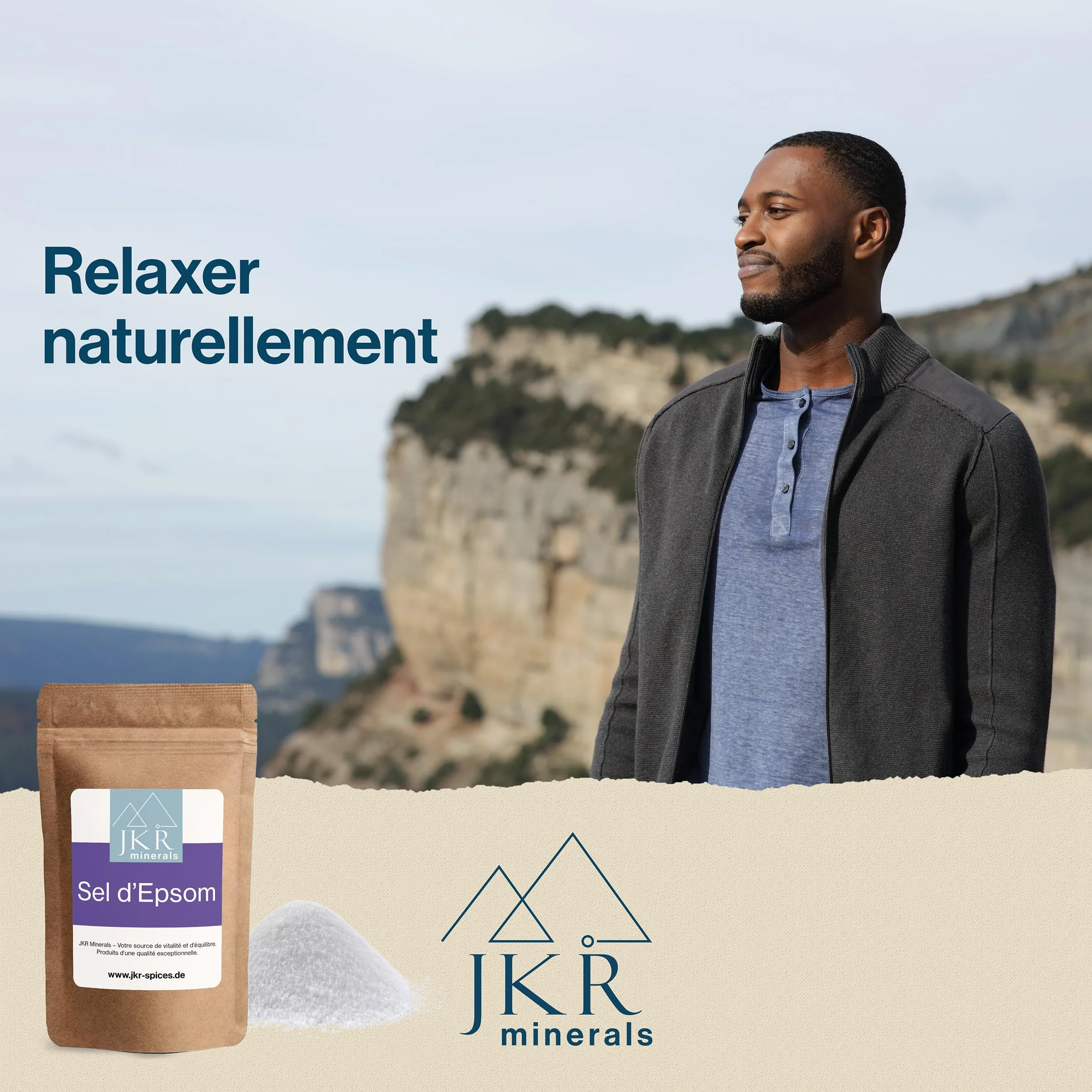 JKR Spices Sel d'Epsom 200 g | Sel de magnésium sulfate alimentaire | MgSO4 sac refermable neutre en CO²