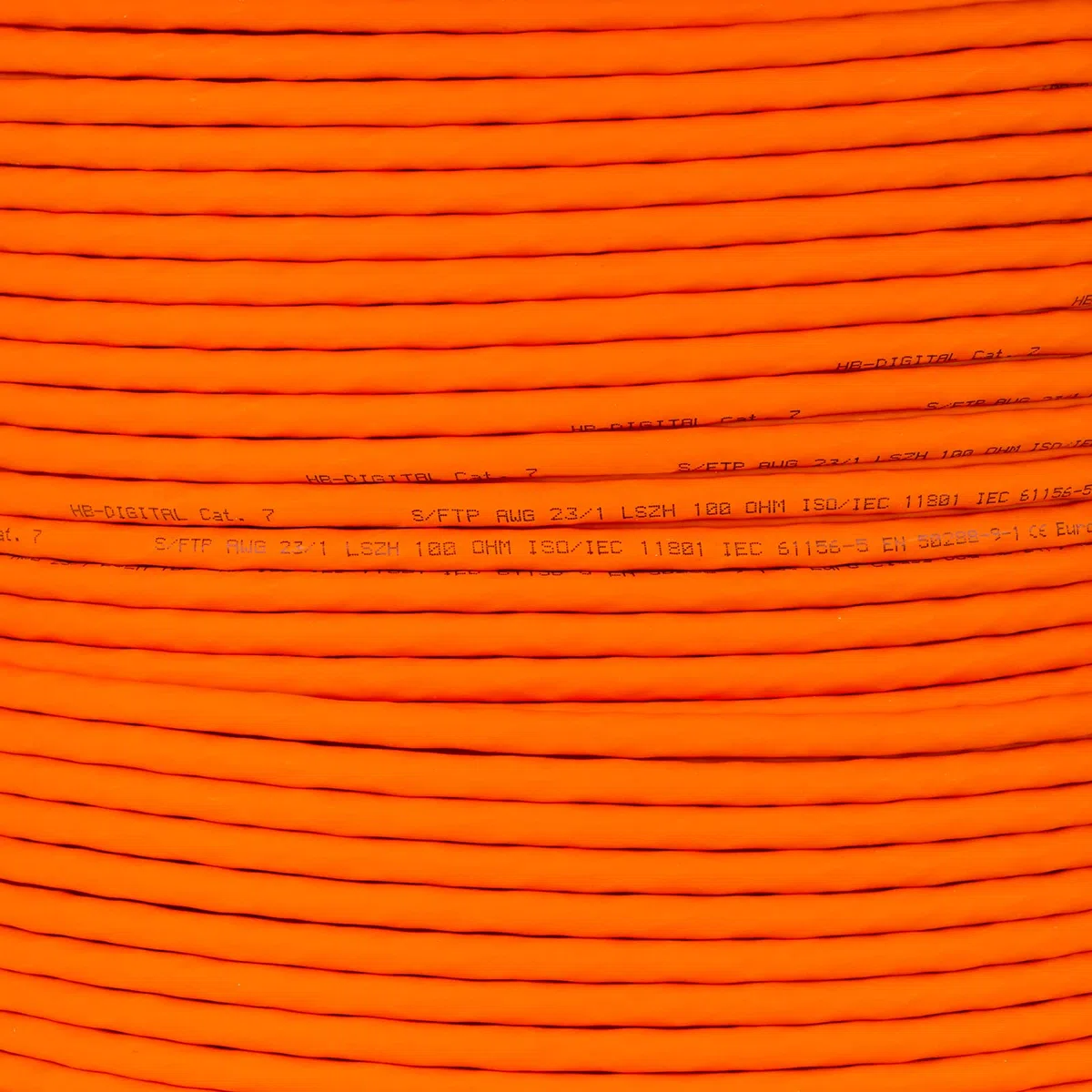 HB-DIGITAL Lot de 250 m de câble réseau LAN CAT.7 - Câble de pose AWG 23 - Cuivre pur S/FTP PiMF LSZH - Sans halogène - RoHS - Certifié GHMT - Ethernet PoE 10 Gbit/s 1000 MHz - Orange + 2 prises