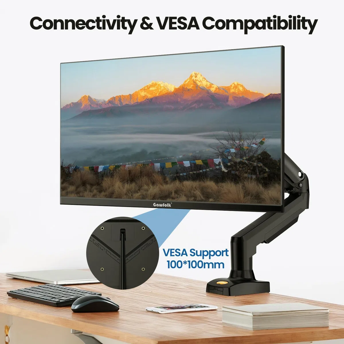 Gawfolk Écran PC 32 Pouces, Moniteur Gaming, Ecran PC UHD 4K 3840x2160 60Hz, 100% sRGB, 1ms MPRT,Interface HDMI & DP, Protection des Yeux, VESA 100 * 100