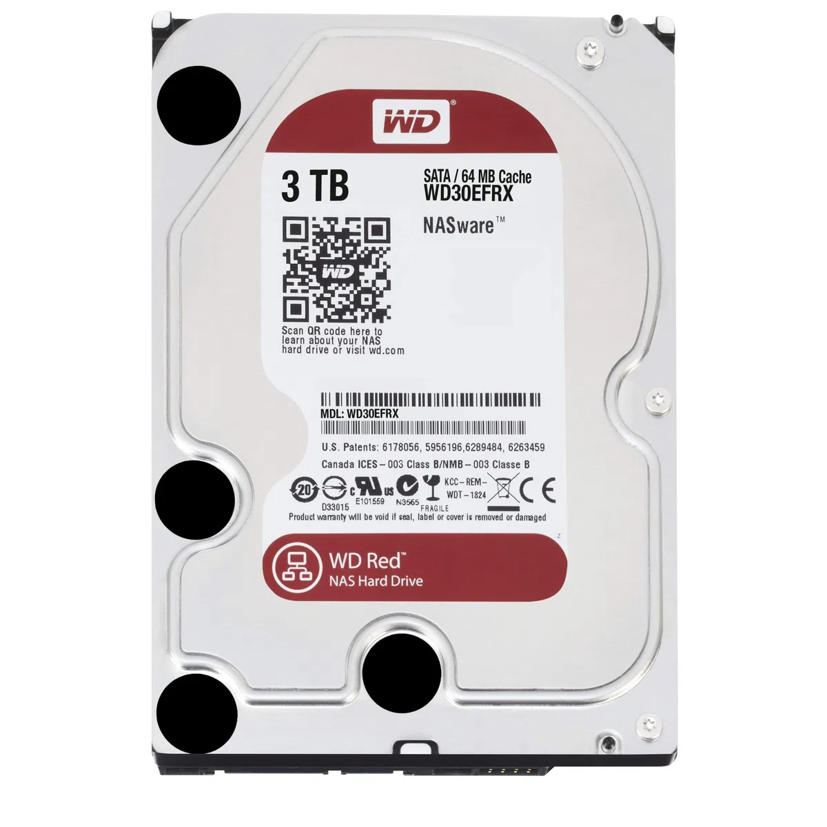 Western Digital Red 3 to SATA 6 Go/s Disque Dur (Serial ATA III, 3000 Go, 8,89 cm (3,5"), 0,6 W, 4,4 W, 4,4 W