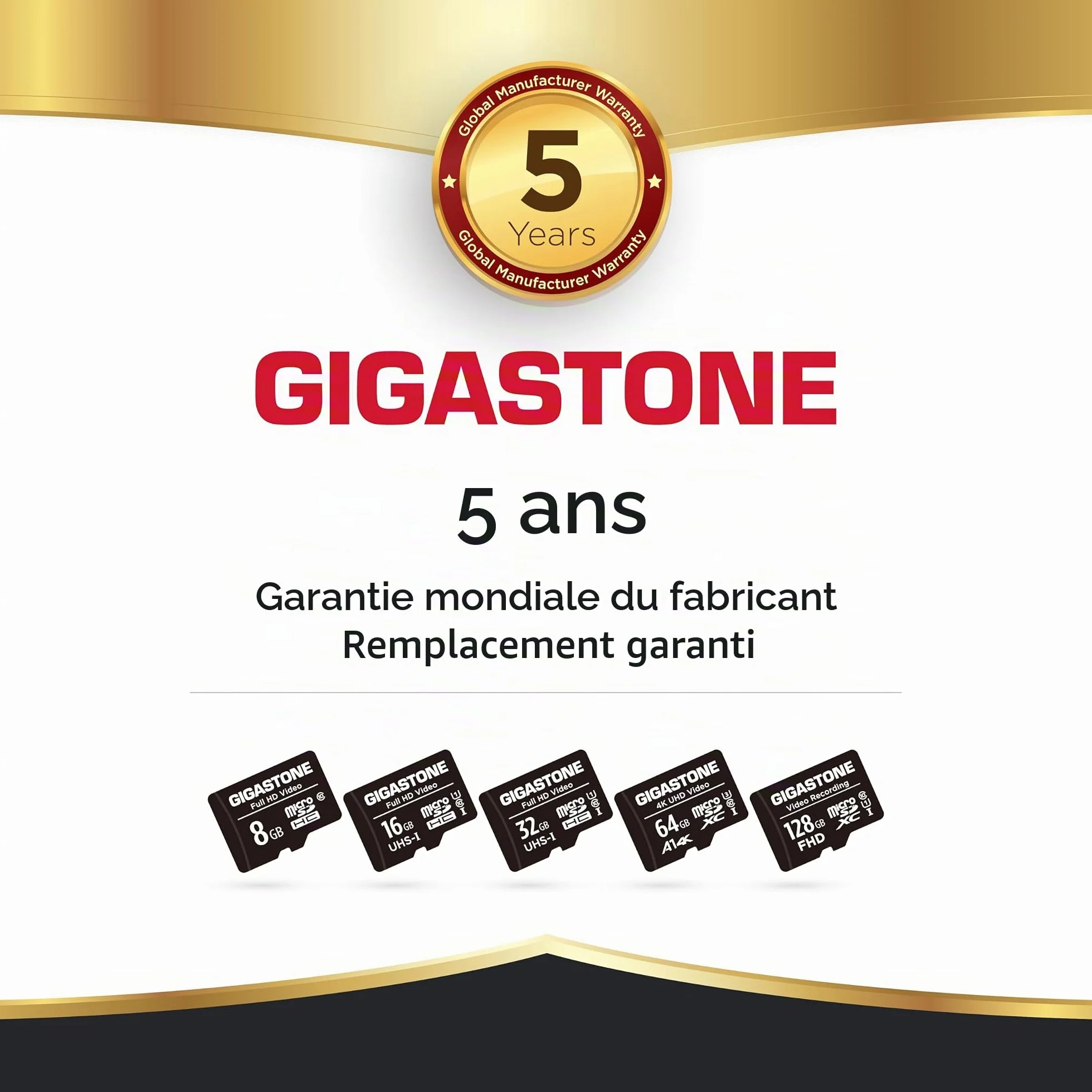 GIGASTONE Carte Mémoire Micro SDHC 8 Go Lot de 2 U1 C10 Haute Vitesse Compatible Android Gopro Samsung