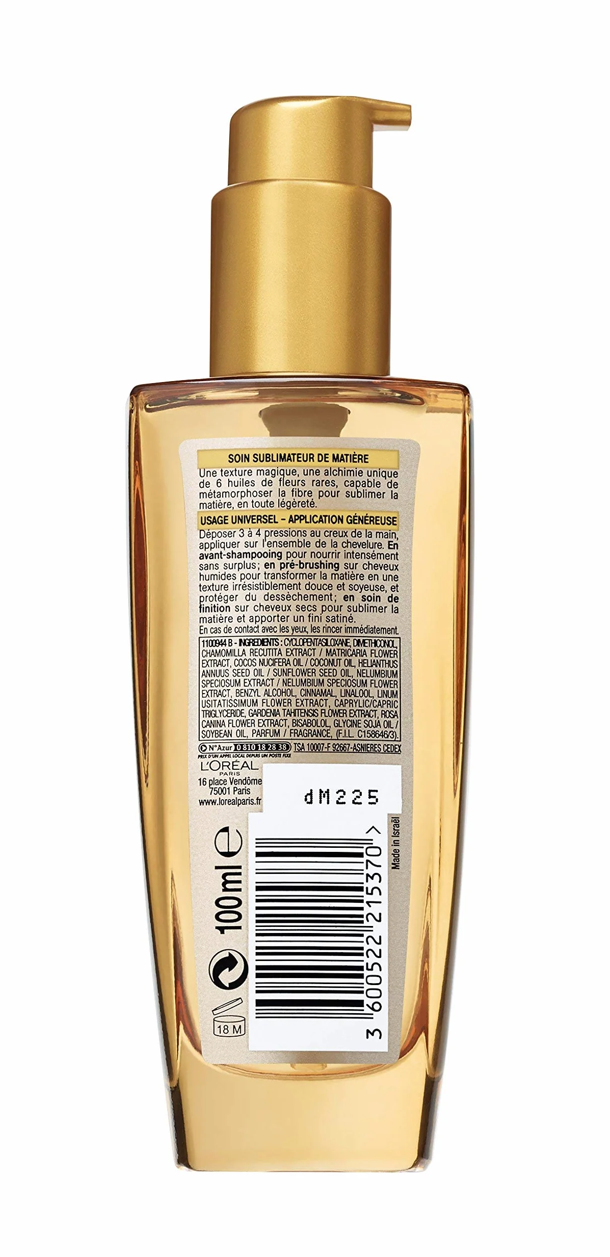L'Oréal Paris Elseve Huile Extraordinaire Soin Sublimateur Universel Nourrissant Multi-Usages Sans Rinçage 100 ml