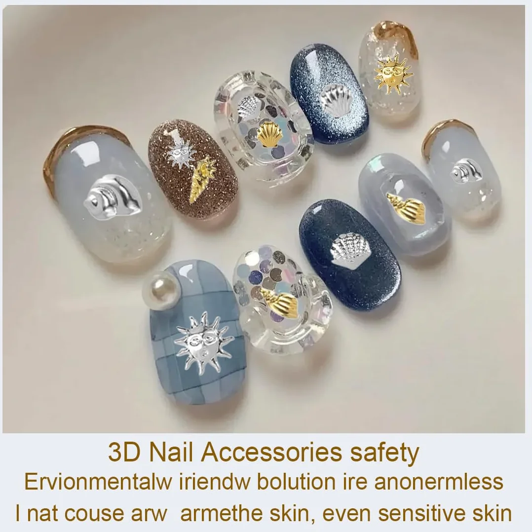 Bijoux Ongles Nail Art Decoration Or Argent 2 Sets