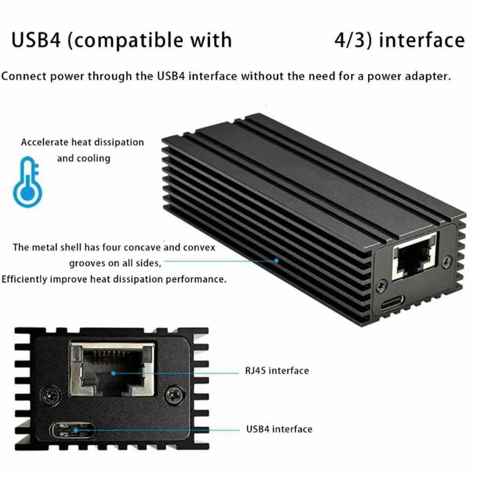 Carte Réseau Ethernet USB4 10 Gbit/S Connexion Internet pour 3/4 10 GB/S Vendeurs Mondiaux