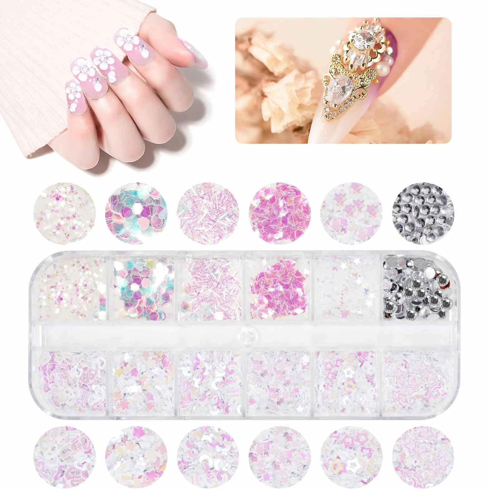 Pierres strass pour ongles lot 5600 36 couleurs avec stylo à cire