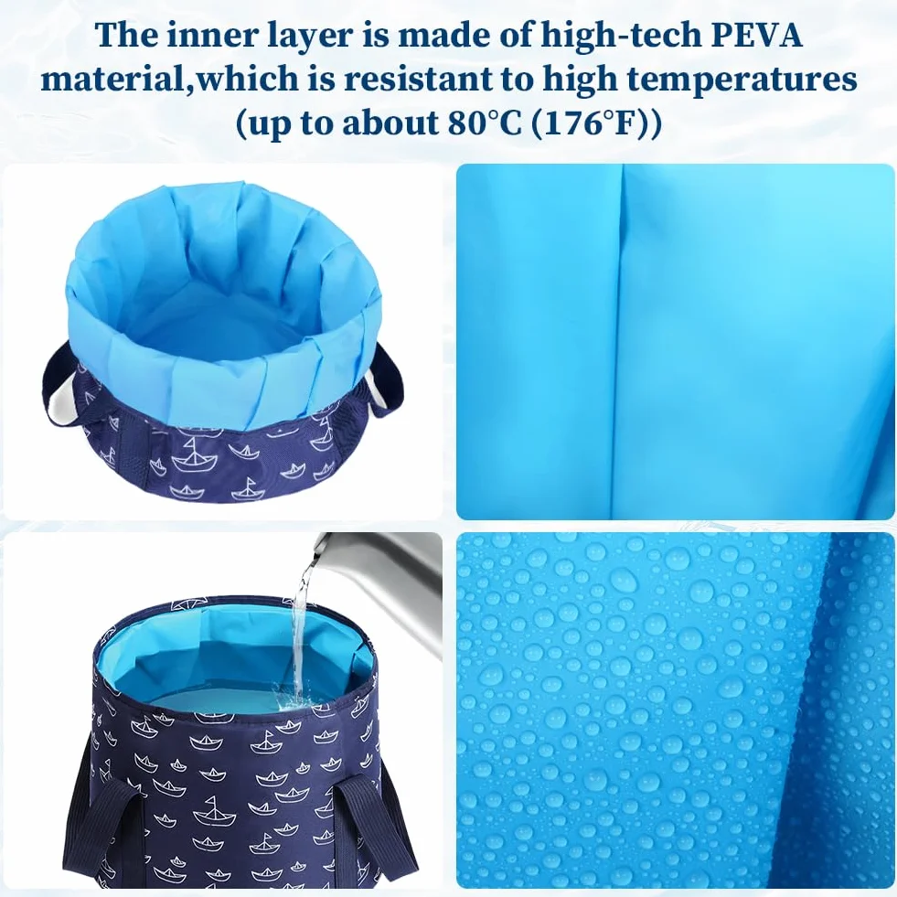 Flintronic Seau Pliable Tremper Pieds 25L Portable Bain Pieds Multifonctionnel Bassin Lavage Pliante Pêche Camping Voyage