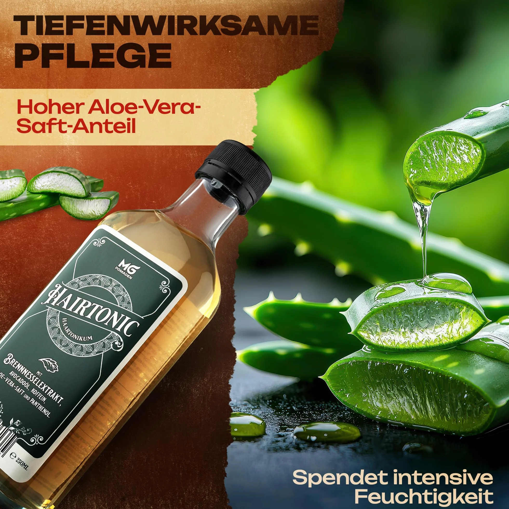 Hairtonic Lotion Capillaire à l’Ortie – Soin quotidien cuir chevelu & cheveux – Caféine, Aloe Vera, Panthénol – Sans rinçage