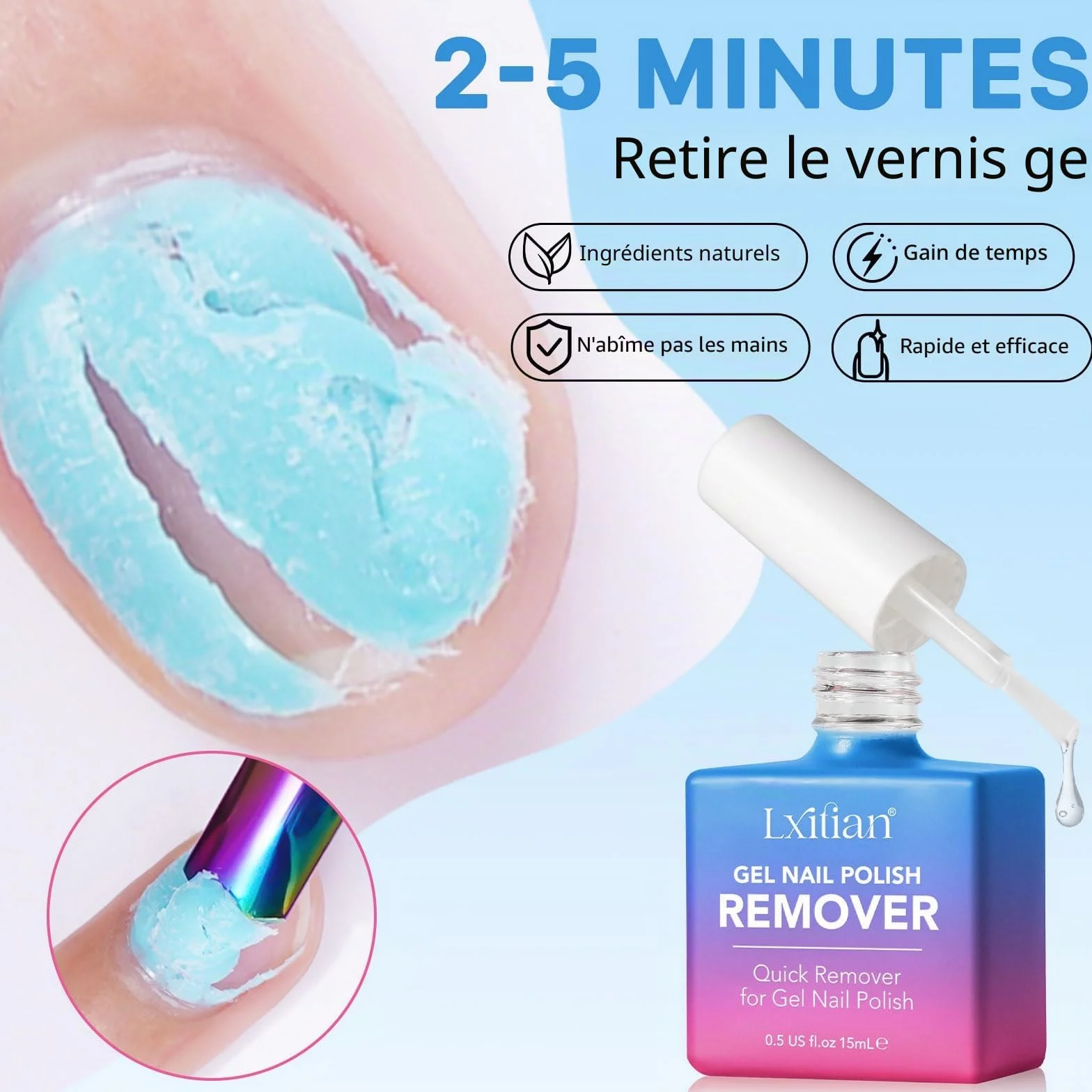 Dissolvant Vernis Semi Permanent, Remover à Ongles, Facile Sans Abîmer les Ongles