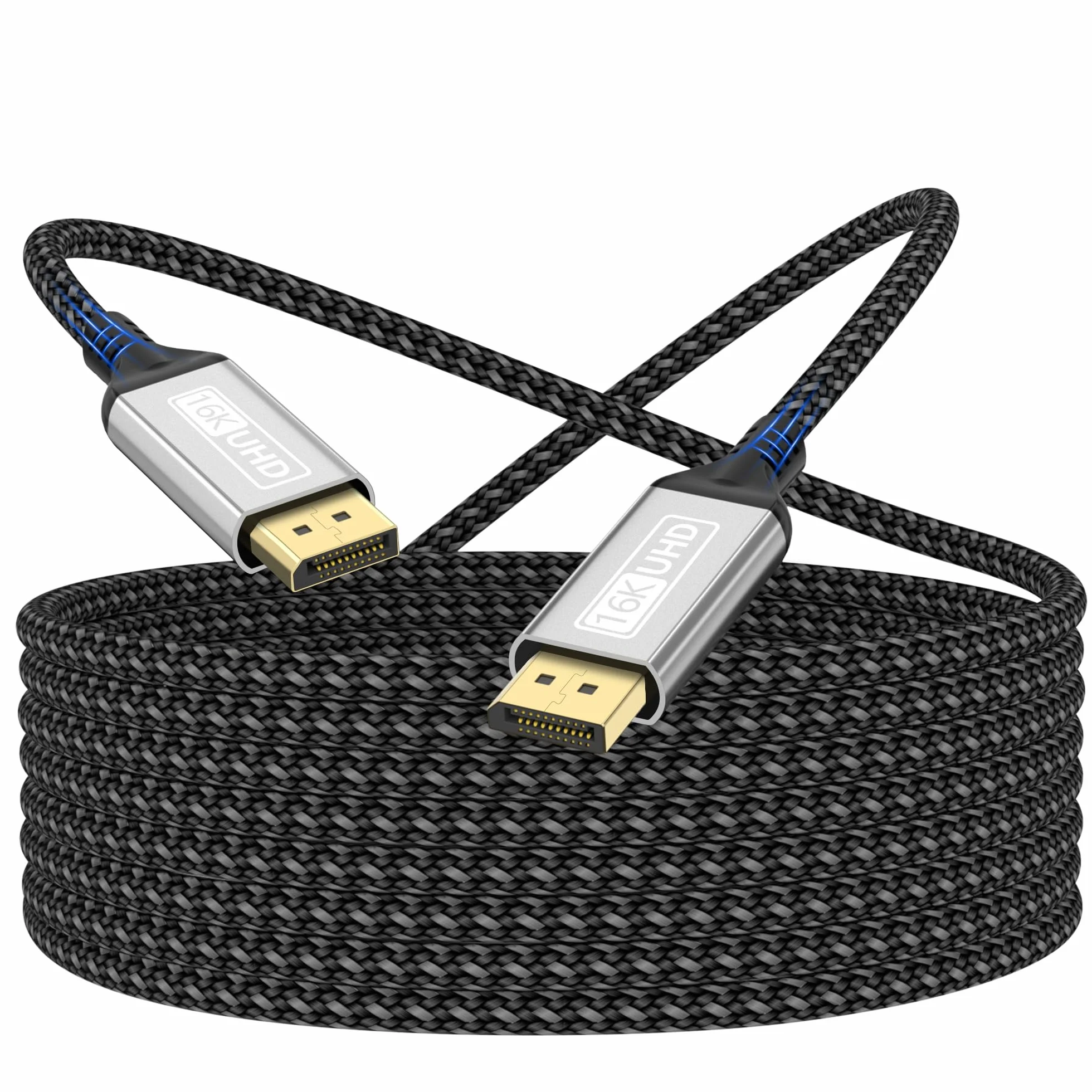 Câble DisplayPort 2.1 16K 5m 80Gbit/s HDR FreeSync G-Sync DSC 1.2a HDCP 2.2