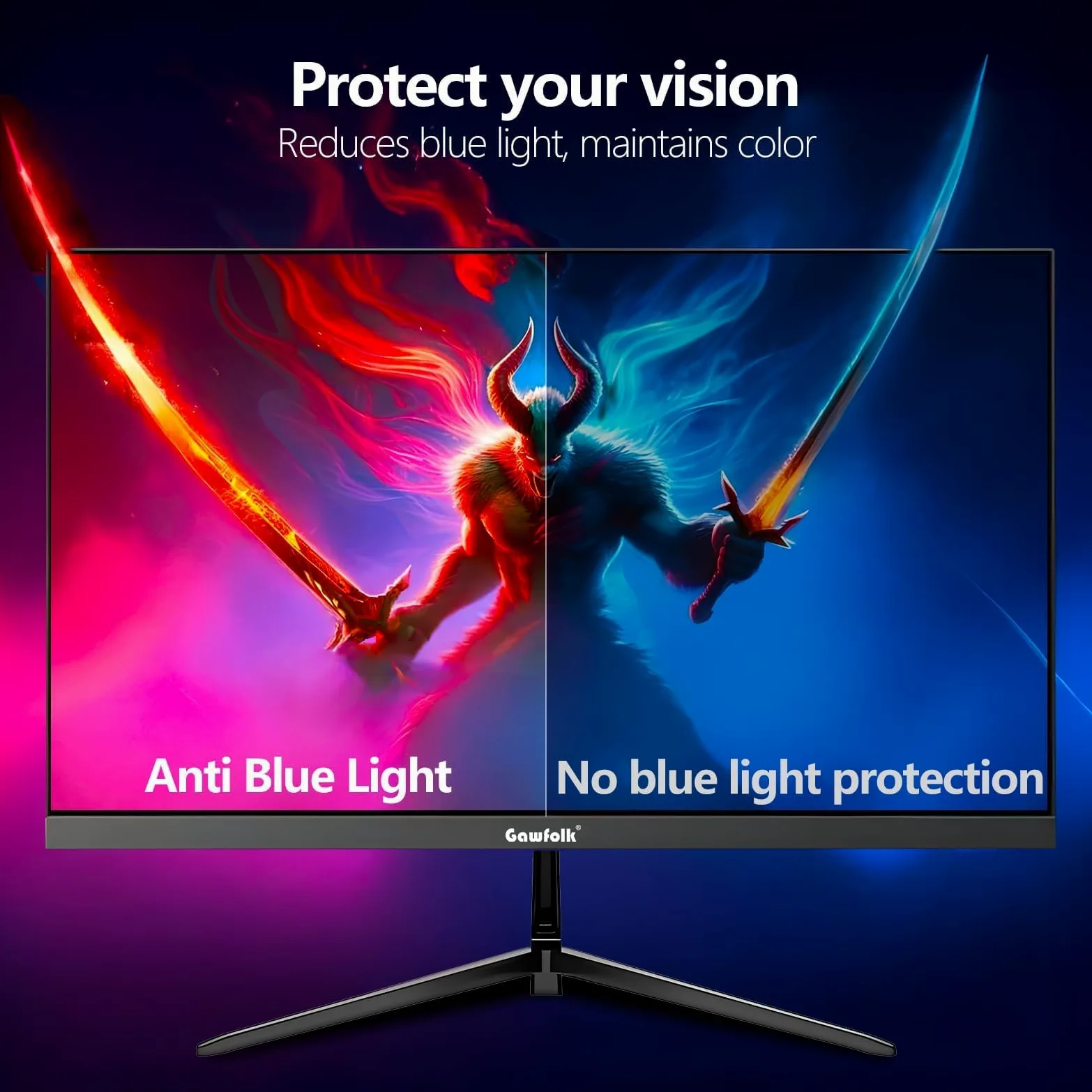 Gawfolk Écran PC 27 Pouces, Moniteur Gaming 120Hz, Ecran PC QHD 2K 2560x1440, 100% sRGB, 1ms MPRT, Interface HDMI & DP, Protection des Yeux, VESA 75 * 75