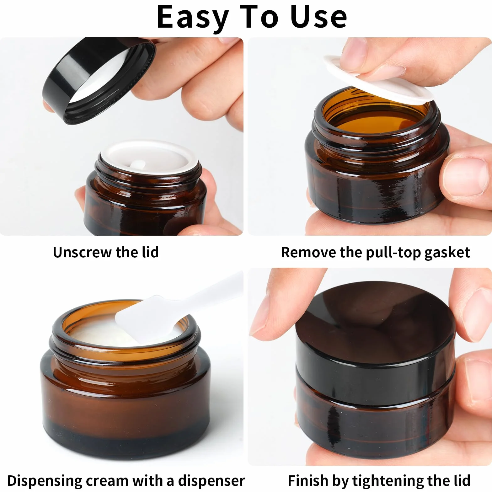 Pots en verre ambré cosmétiques vides avec couvercles 14 x 20 ml