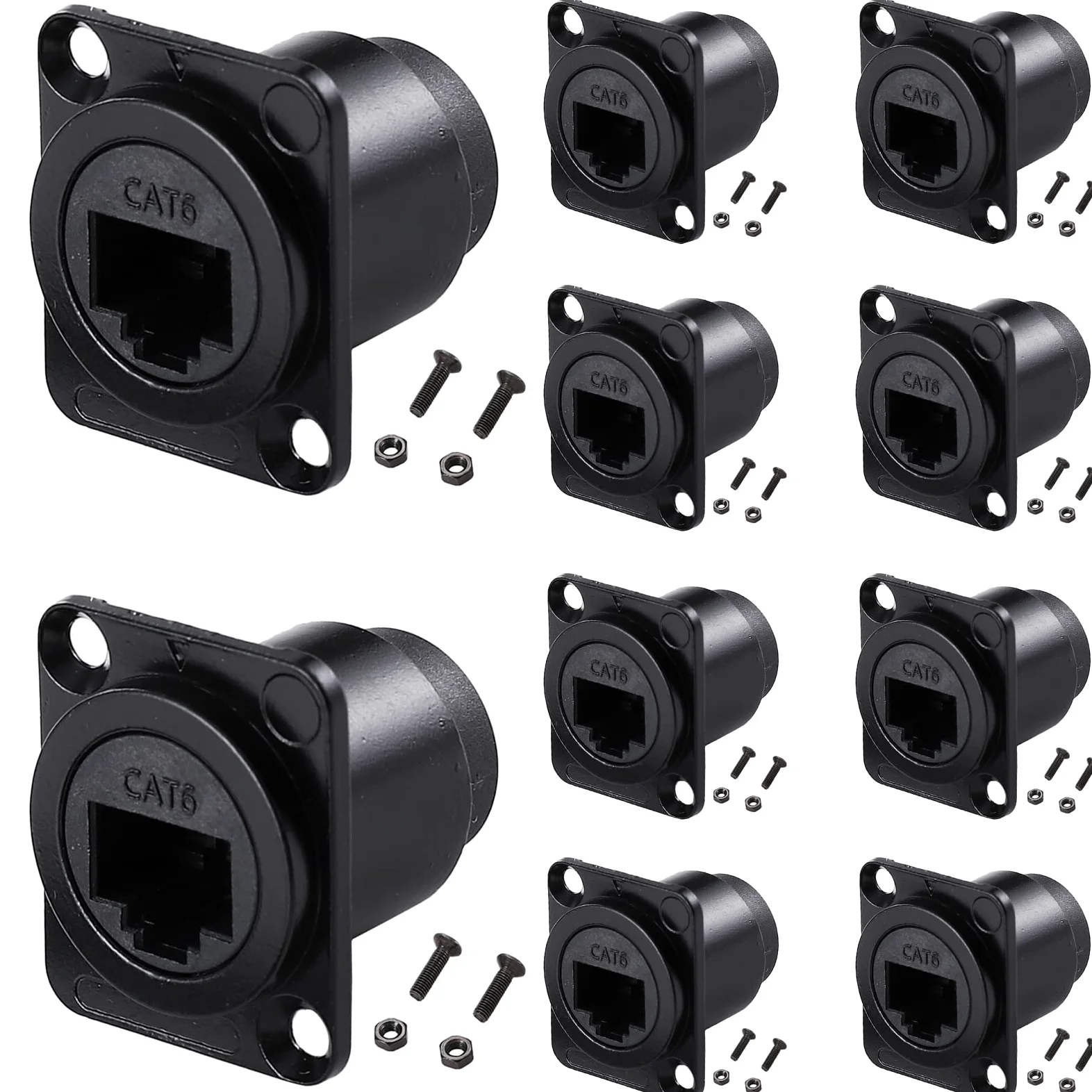 PENGLIN Lot de 10 coupleurs RJ45 de type D, connecteurs blindés RJ45, CAT6/CAT5E/CAT5 femelle vers femelle pour cloison réseau LAN