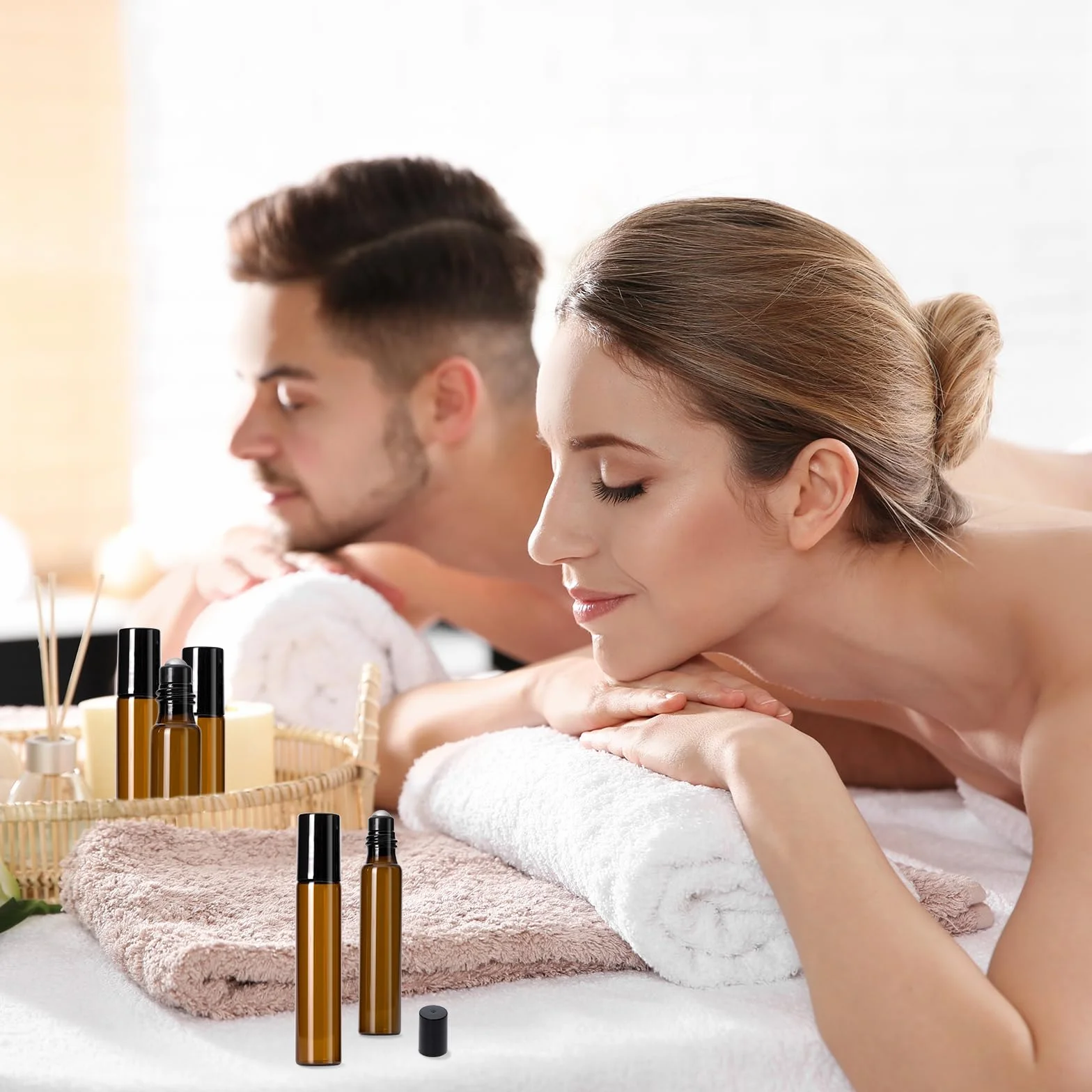 Flacon à Bille Verre 10ml Lot de 12 Rechargeable pour Huile Essentielle, Parfumé, Cosmétique, Massage