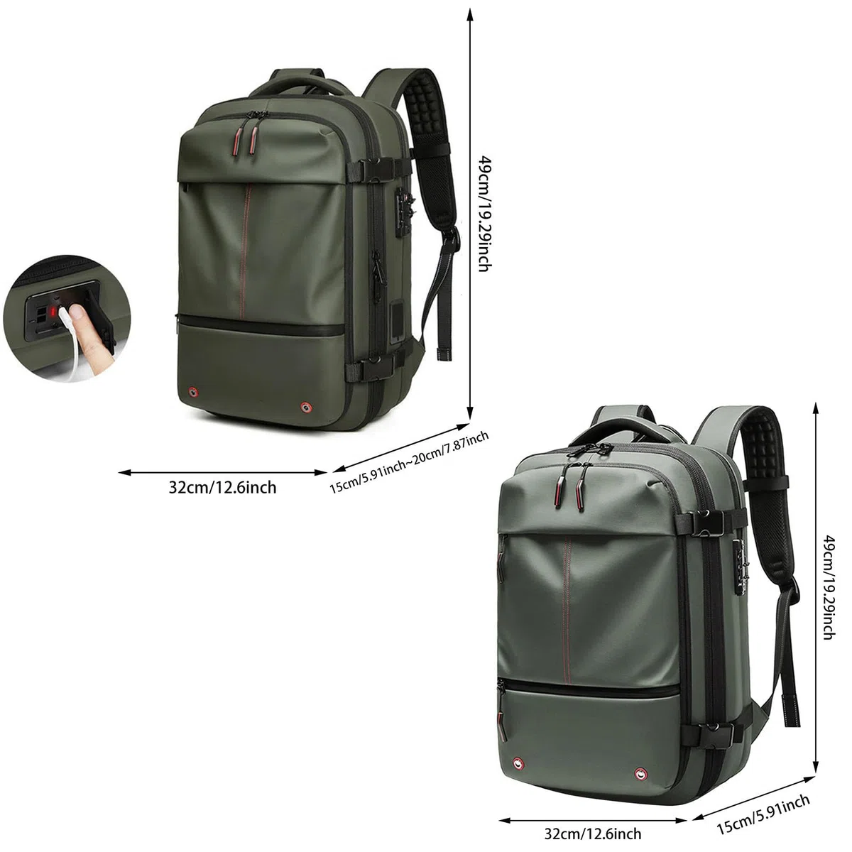 Générique Sac à dos de voyage sous vide pour homme, sacoche multifonctionnelle pour ordinateur, sac de compression sous vide, sac à dos grande capacité en TPU (BK2, One Size)