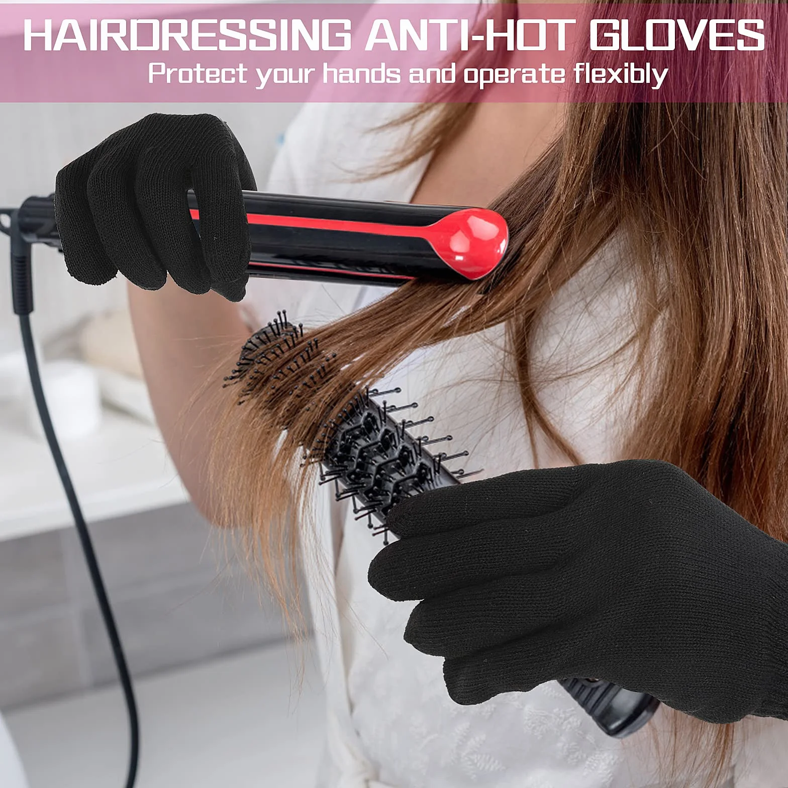 Gants de coiffage professionnels résistants à la chaleur pour fer à friser, lot de 2