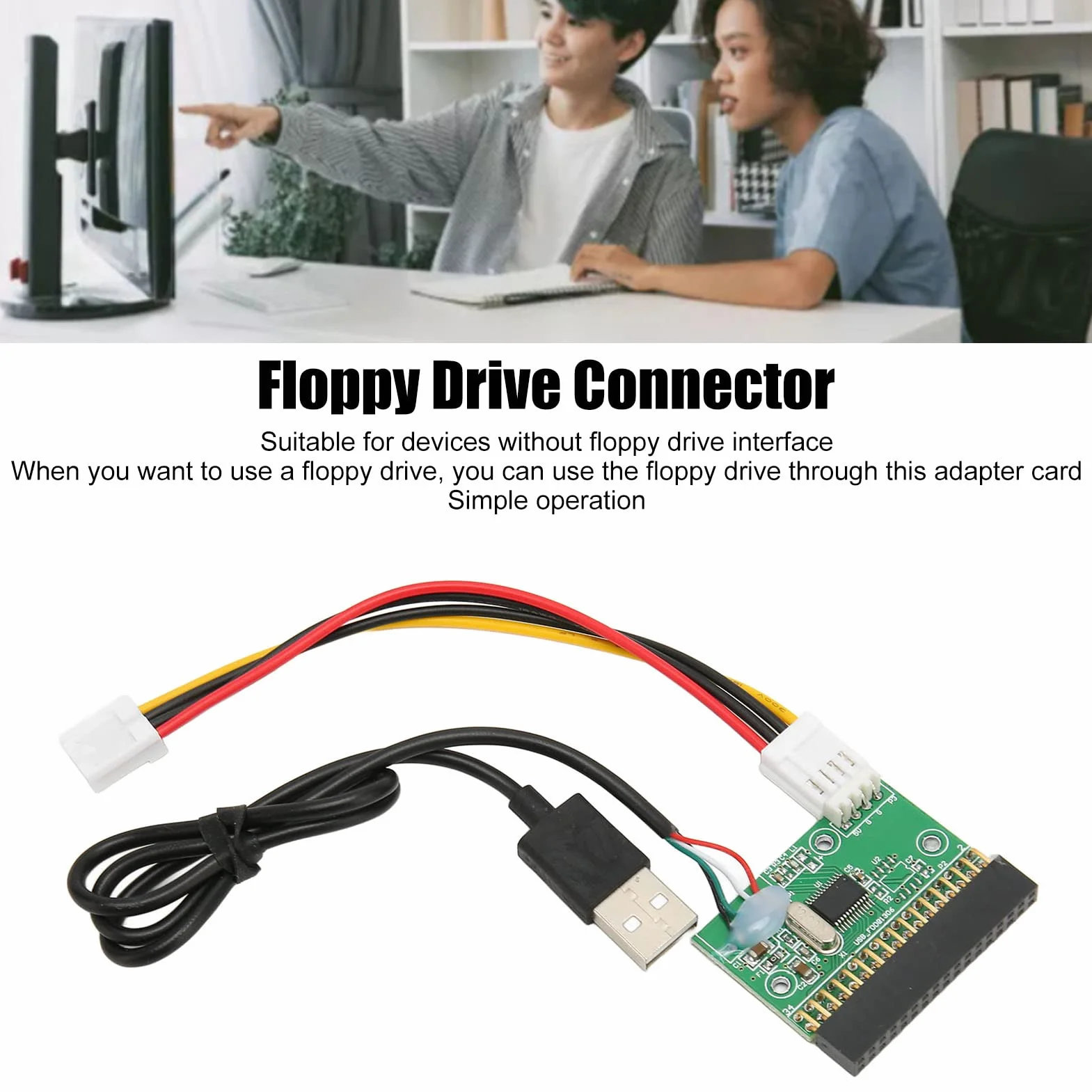 Connecteur Lecteur Disquette 1,44 Mo 3,5 Pouces Adaptateur Câble 34 Broches vers USB Carte PCB 34P Plug and Play