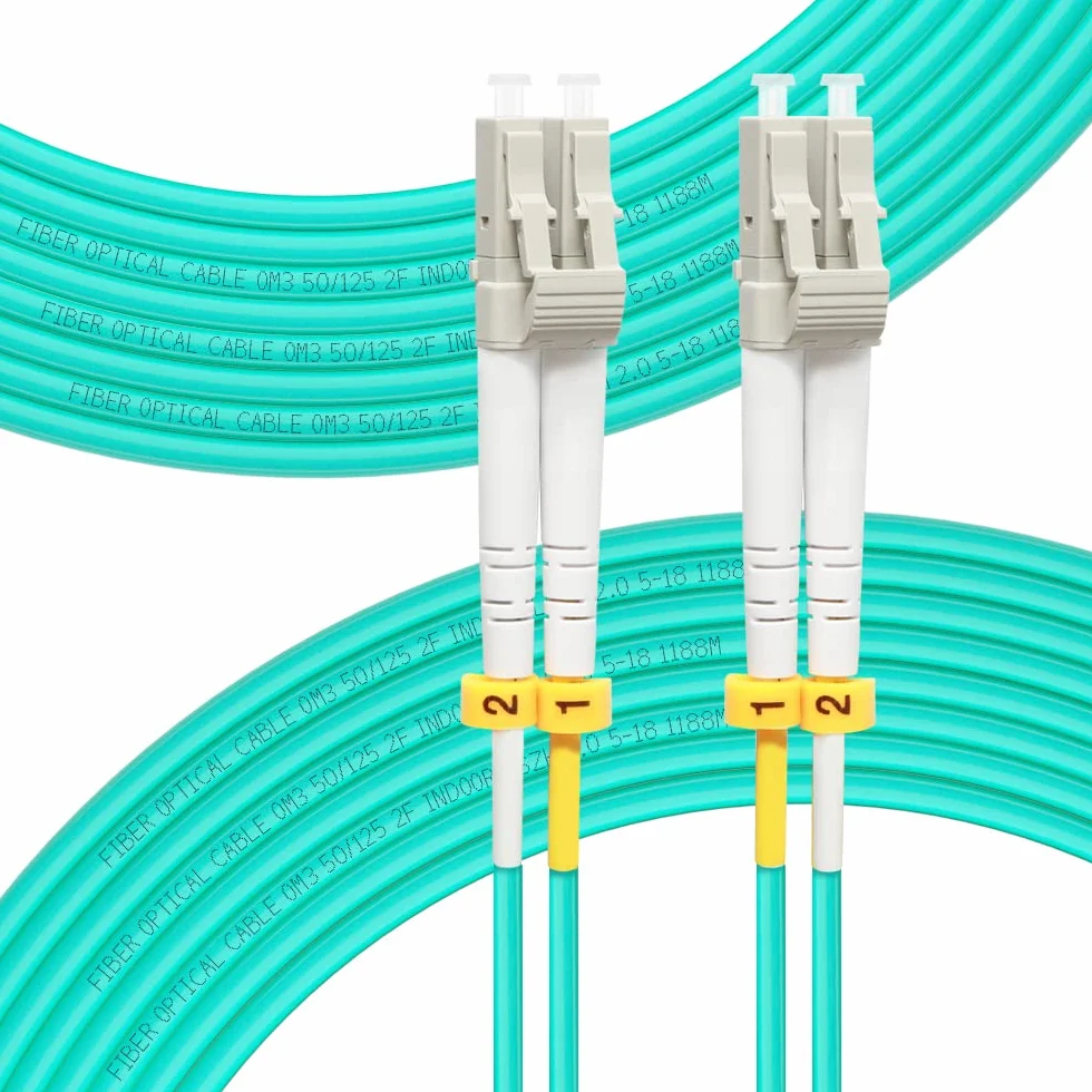 Câble patch en fibre optique OM3 LC vers LC 75 m | Options de longueur : 0,2 m à 100 m, 10 Go duplex LC-LC 50/125 um multimode LSZH 75 m