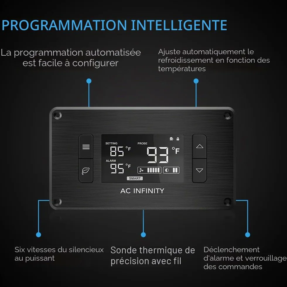 AC Infinity AIRPLATE T9 Système de ventilateur silencieux de 45 cm avec thermostat pour armoires AV Home Cinéma 45 cm