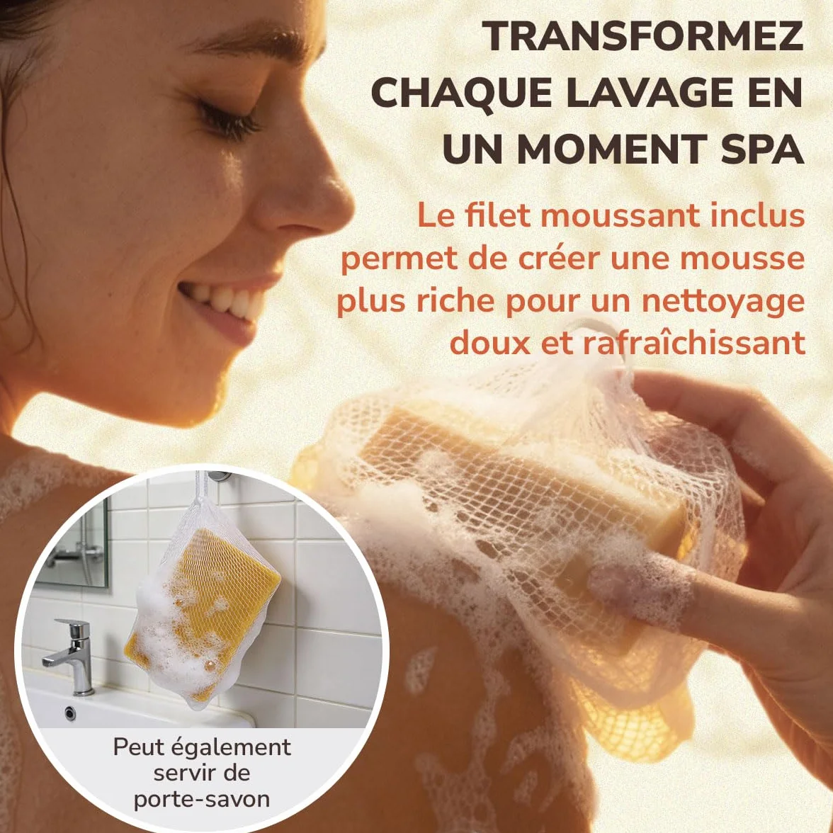 Savon Curcuma Visage Éclaircissant Hydratant Vit. C Rétinol Ac. Hyaluronique Beurre de Karité Huile Olive Vit. E 100g x 2