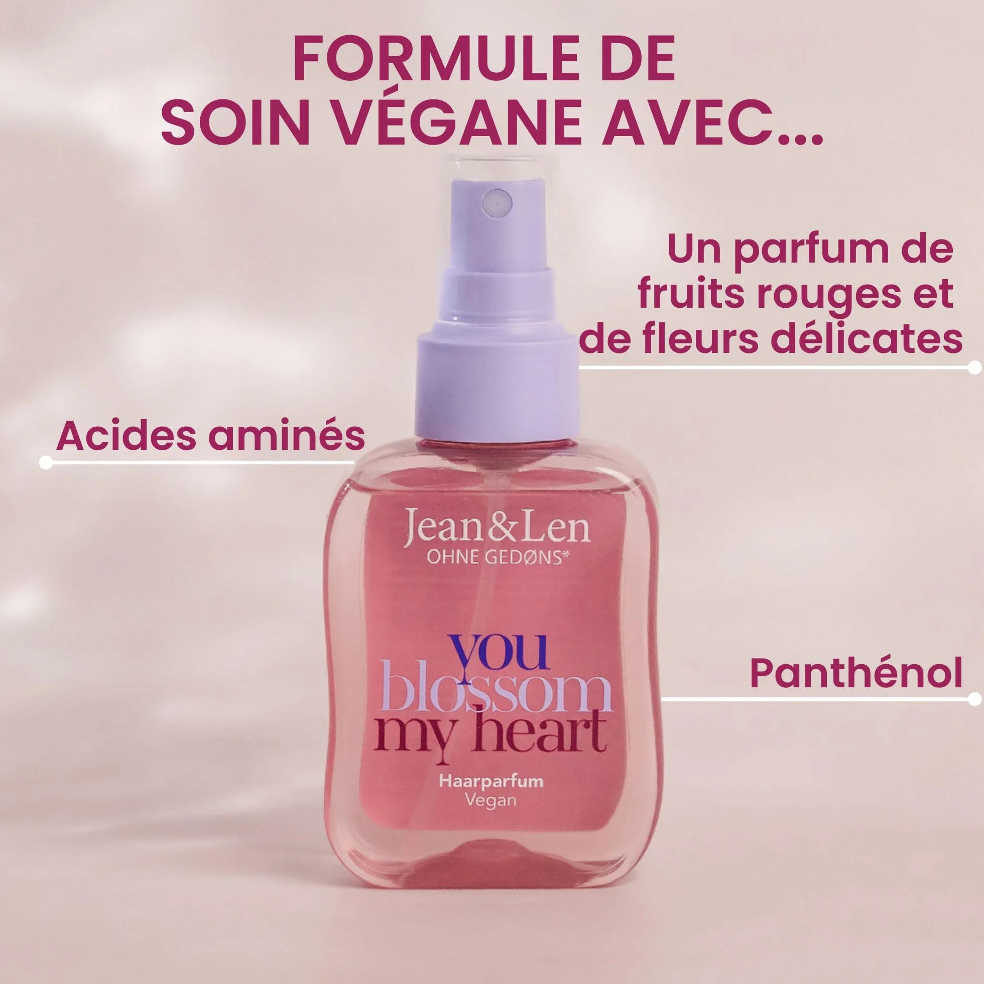 Jean & Len Parfum capillaire You Blossom My Heart floral fruits rouges végétalien