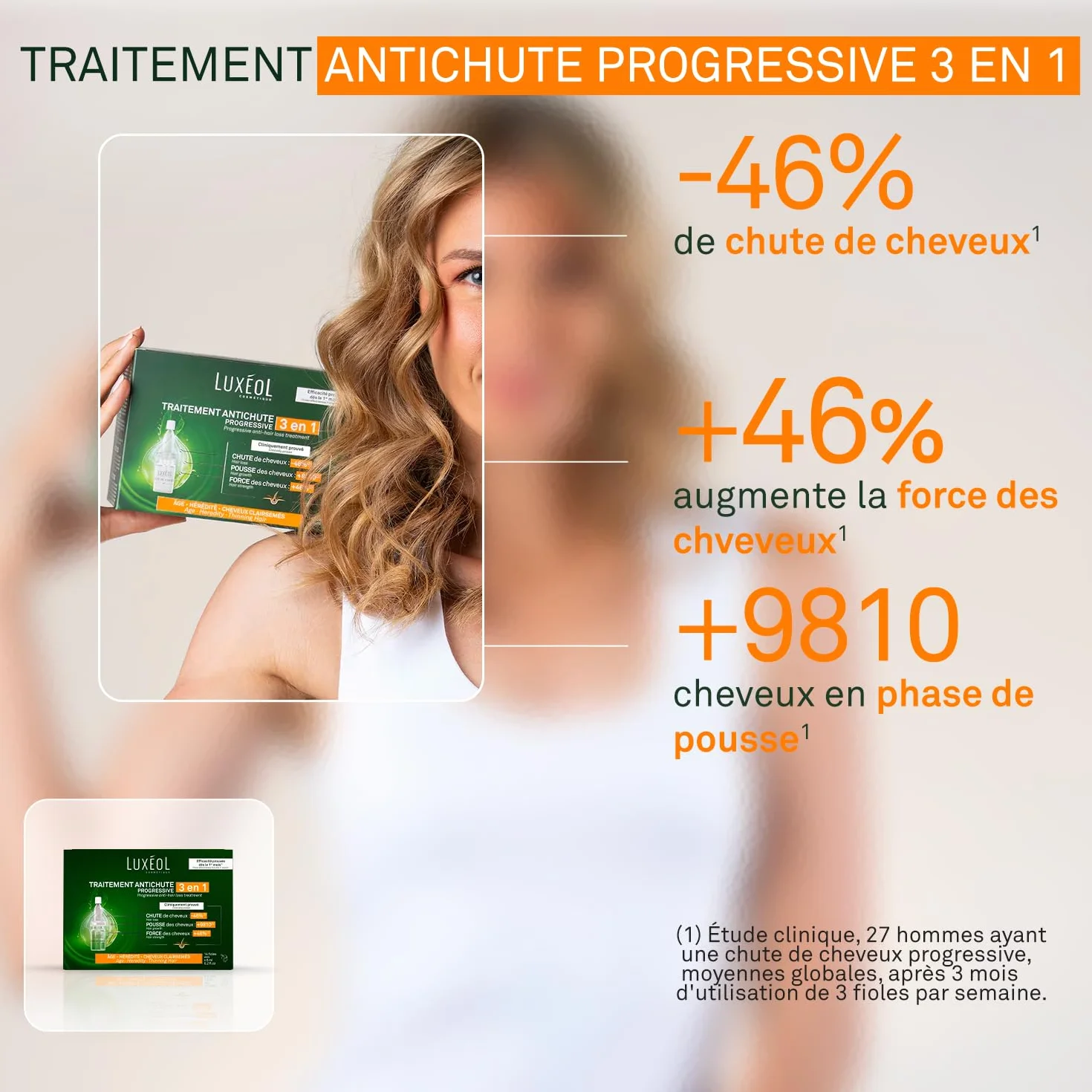 Luxéol Traitement Antichute Progressive 3 En 1 Favorise Pousse Diminue Perte Cheveux Densifie Chevelure 1 Mois 14 Fioles 6 ml
