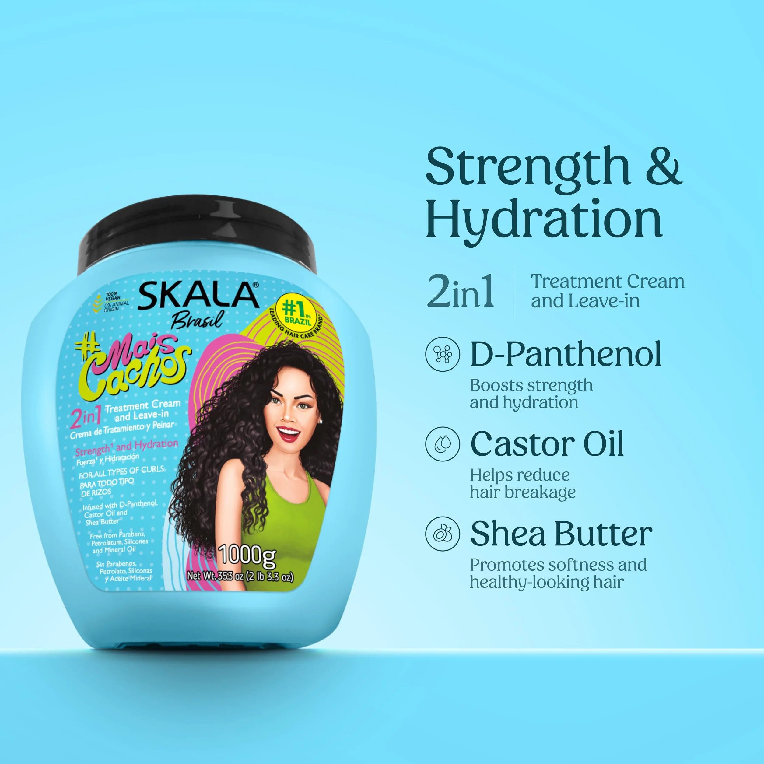 SKALA Maïs Cachos pour Cheveux Type 3Abc - 2 en 1 Traitement Baume Crème 35,2 oz