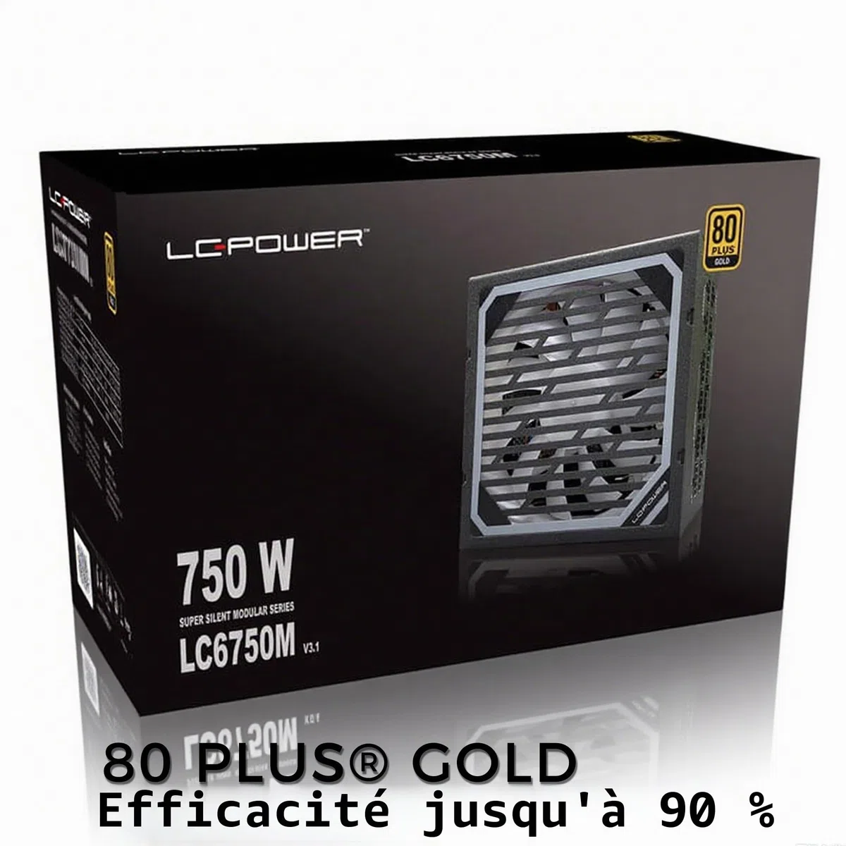 LC-POWER 750W Alimentation PC Modulaire, 80 Plus Gold Certifié, PSU ATX 3.1, Ventilateur 135mm Silencieux, Full Modulaire, Câbles Plats, Protections Complètes