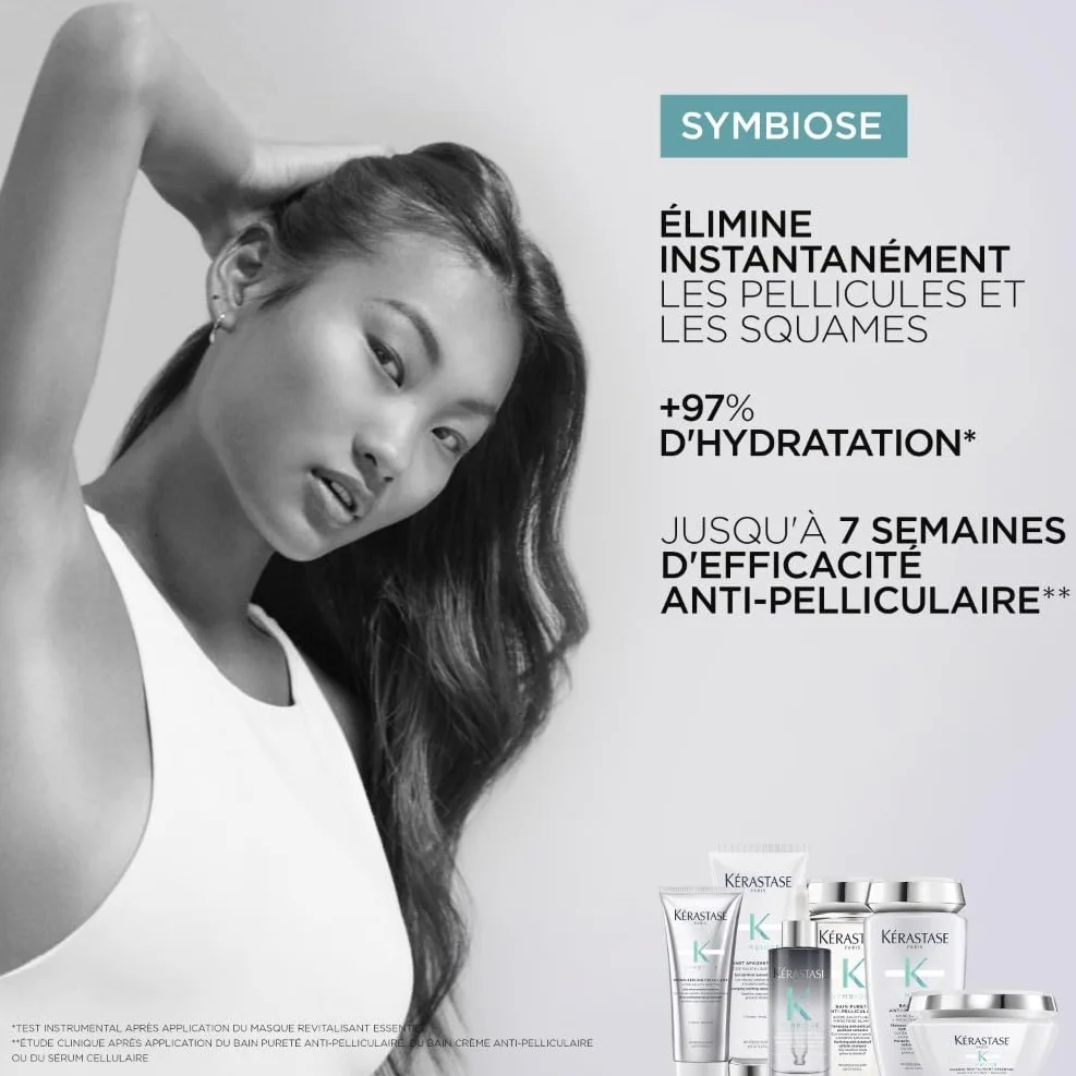Kerastase Symbiose Bain Crème Pureté Shampoing Antipelliculaire 250 ml Acide Salicylique Sans Silicone Cuir Chevelu Gras Sensible