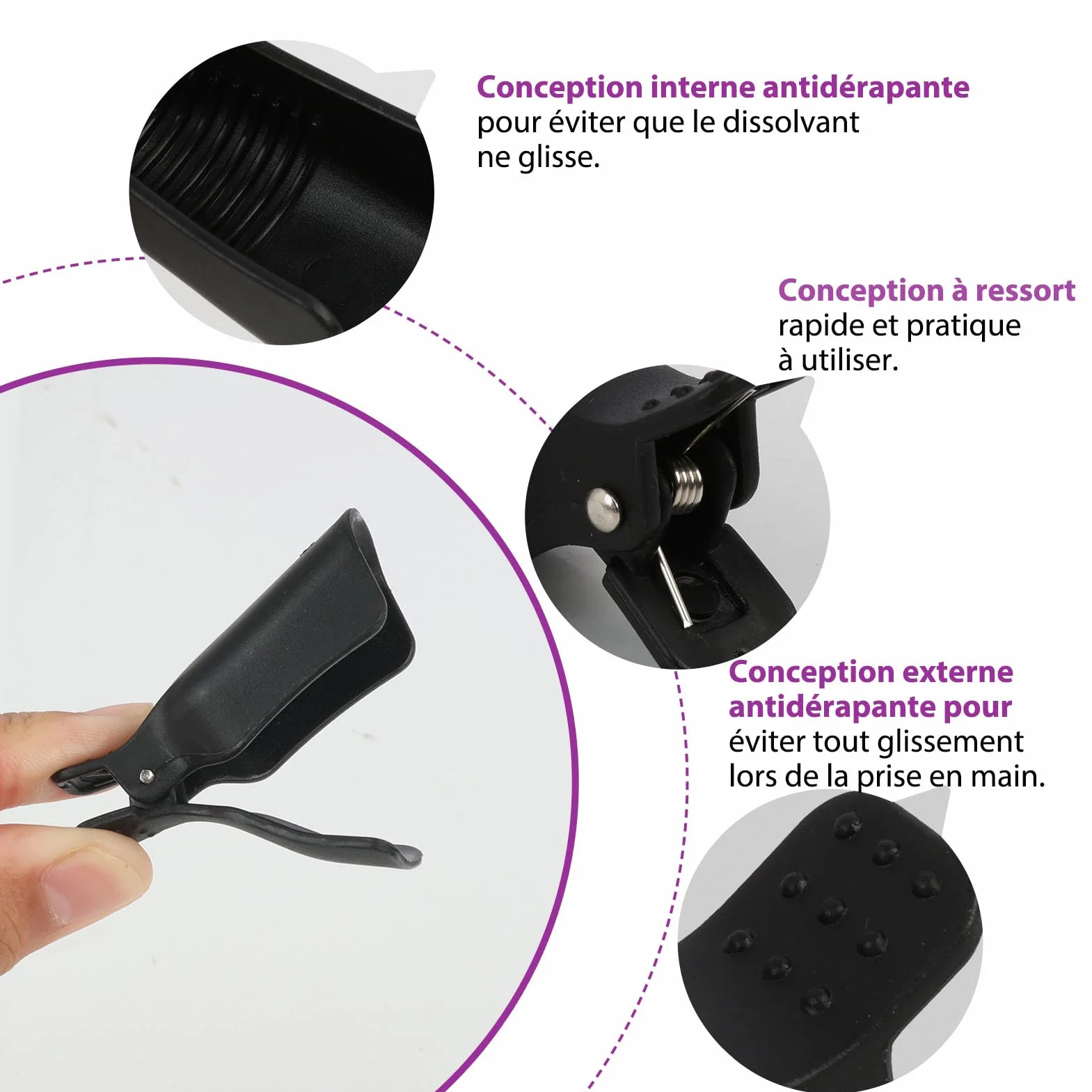 Kit Retrait Vernis Semi Permanent - 10 Pinces Doigts + Grattoir + Poussoir Cuticules + 100x Cotons + Brosse Ongles, Pince Vernis Ongle Semi Permanent