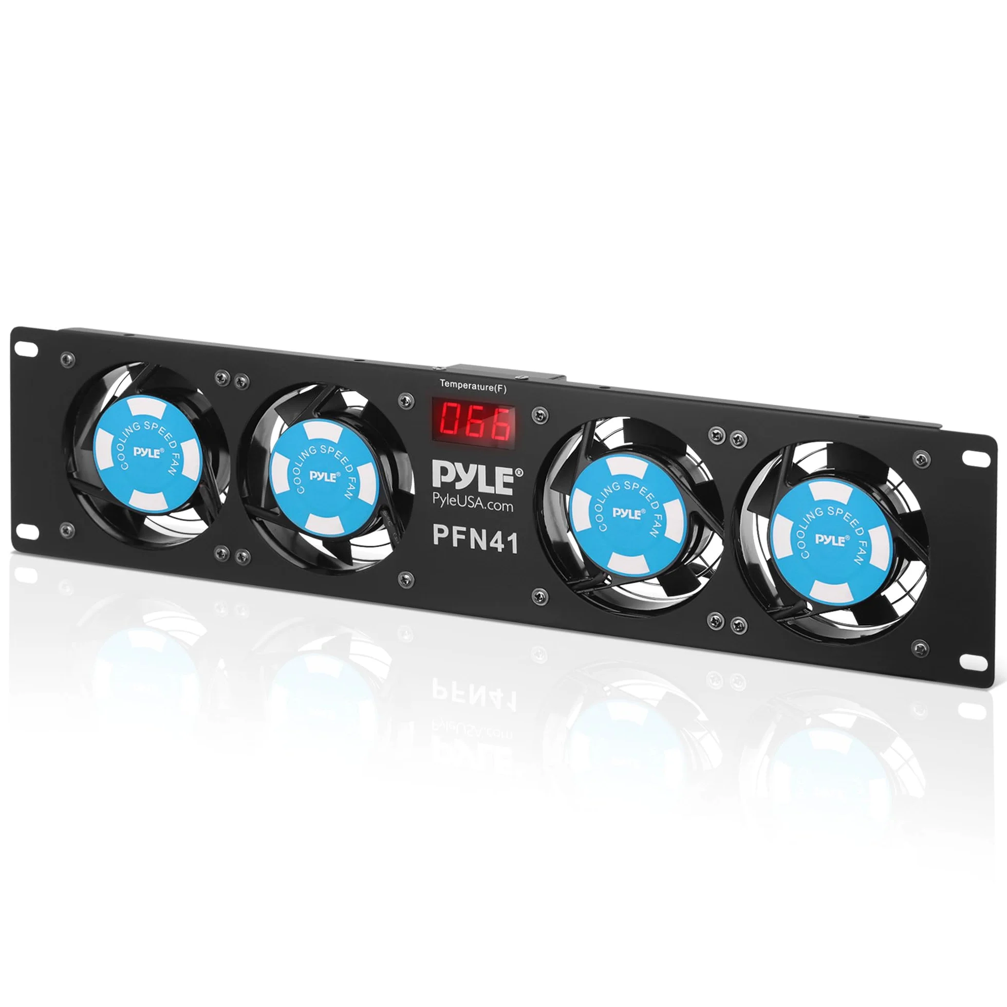 Pyle PFN41 Refroidisseur ventilateur, refroidisseur et radiateur - Ventilateurs, refoidisseurs et radiateurs (Refroidisseur, 8 cm, 4 ventilateur(s), Bleu, Noir, 482,6 mm)