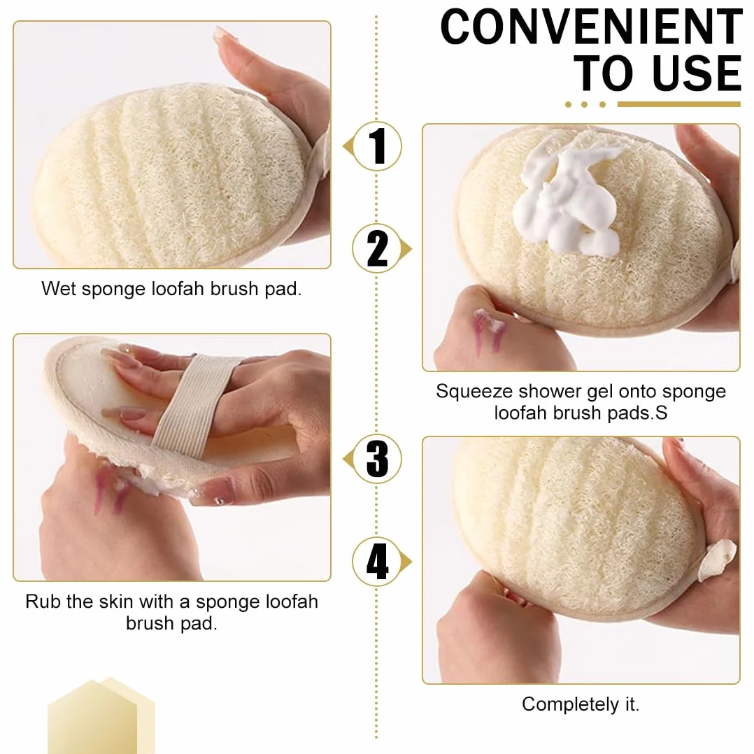 Éponge de Luffa Naturel Exfoliant pour le Corps, Loofah Organique, 2 Pièces