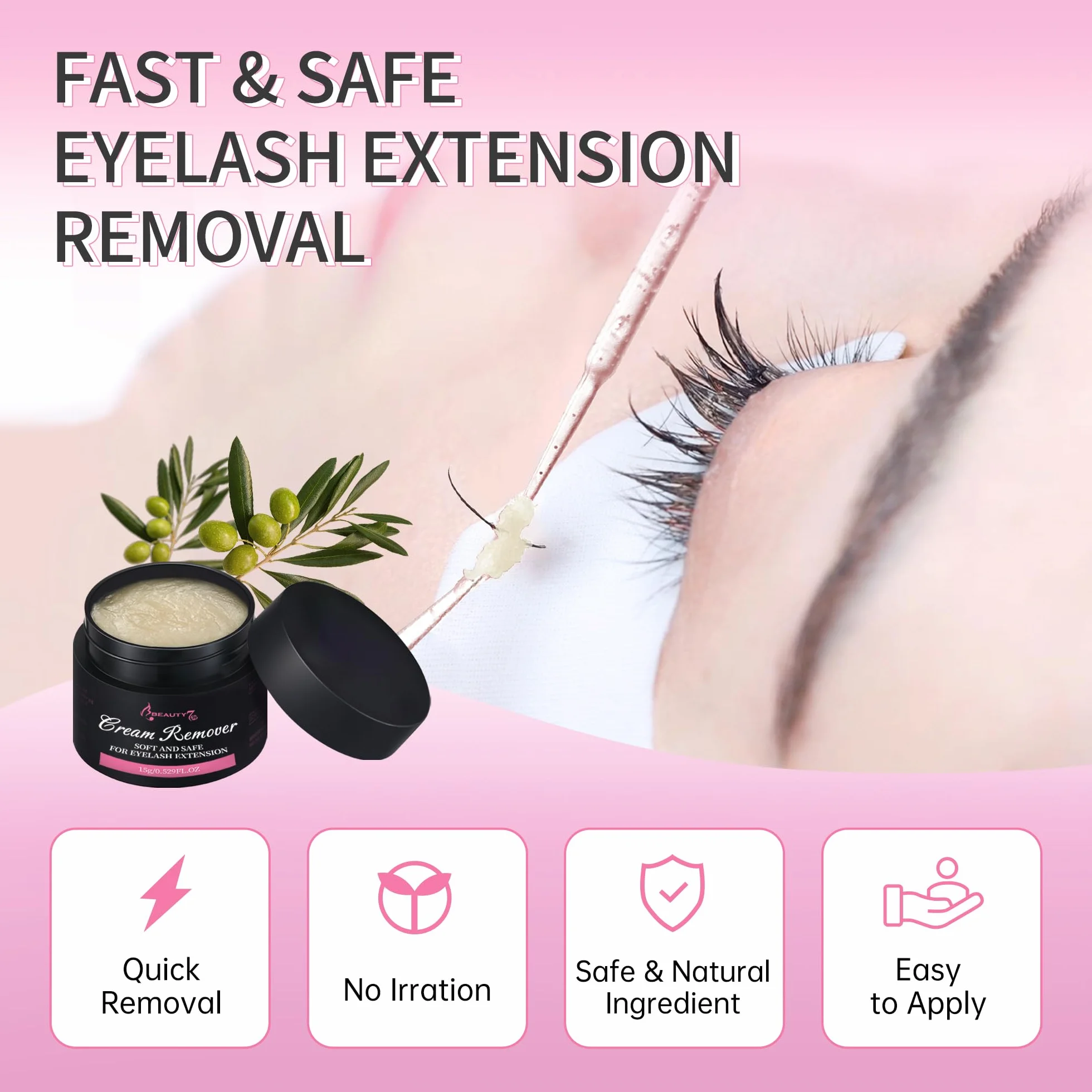 Crème Remove Cils Extension 15g Dissolvant Colle Rapide Inodore