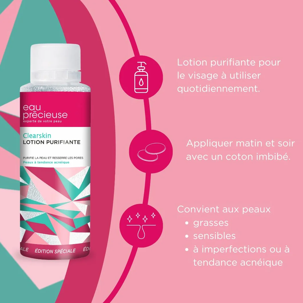 Eau Précieuse Lotion Purifiante Clearskin Edition Spéciale 375 mL Triple Action Peaux Acnéiques