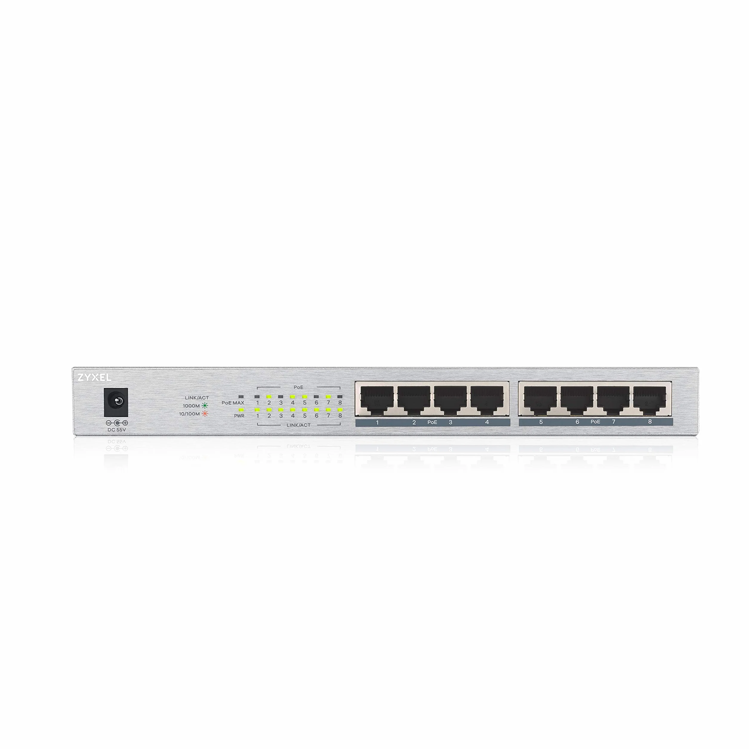 Zyxel Commutateur Gigabit Non géré 8 Ports | 8 x PoE+ avec Budget de 60 W | Prise Britannique [GS1008HP]