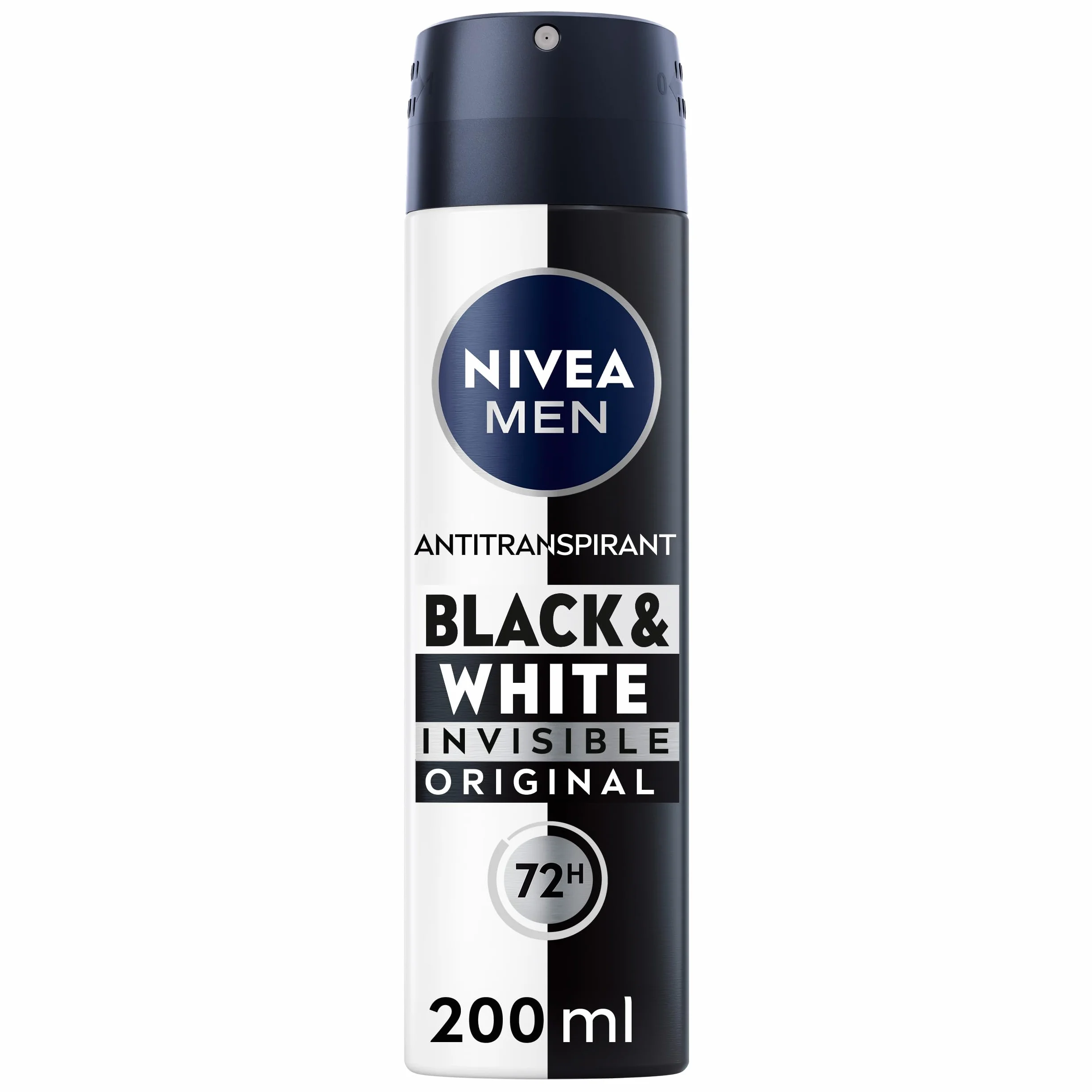 NIVEA MEN Déodorant Spray Black & White Invisible 200 ml Anti-traces Anti-transpirant 72h
