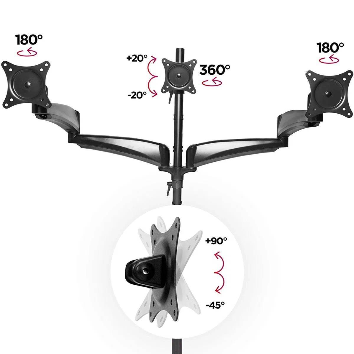 Duronic DM453VX1 Support 4 écrans d’Ordinateur à Pince VESA 75 100